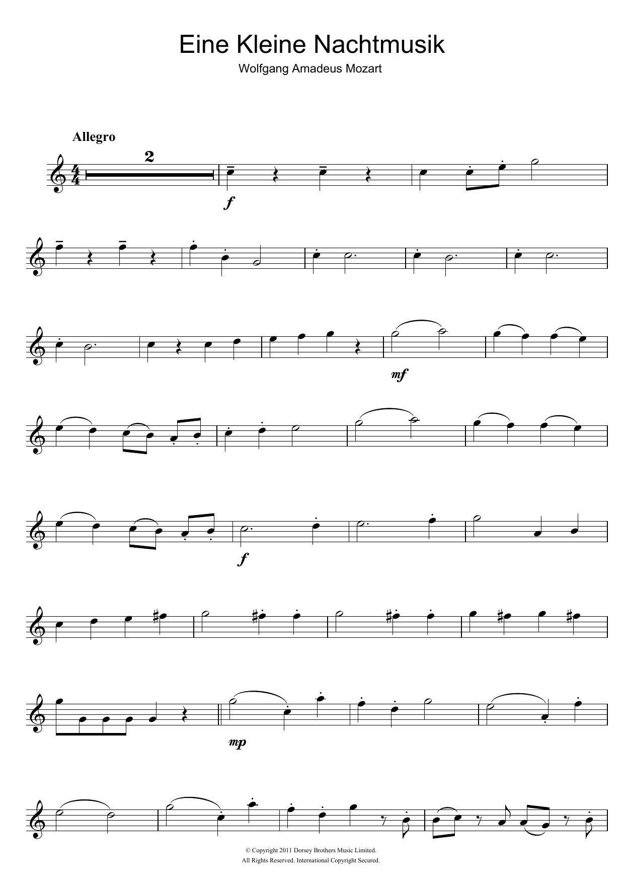Allegro from Eine Kleine Nachtmusik K525 Allegro from Eine Kleine Nachtmusik K525