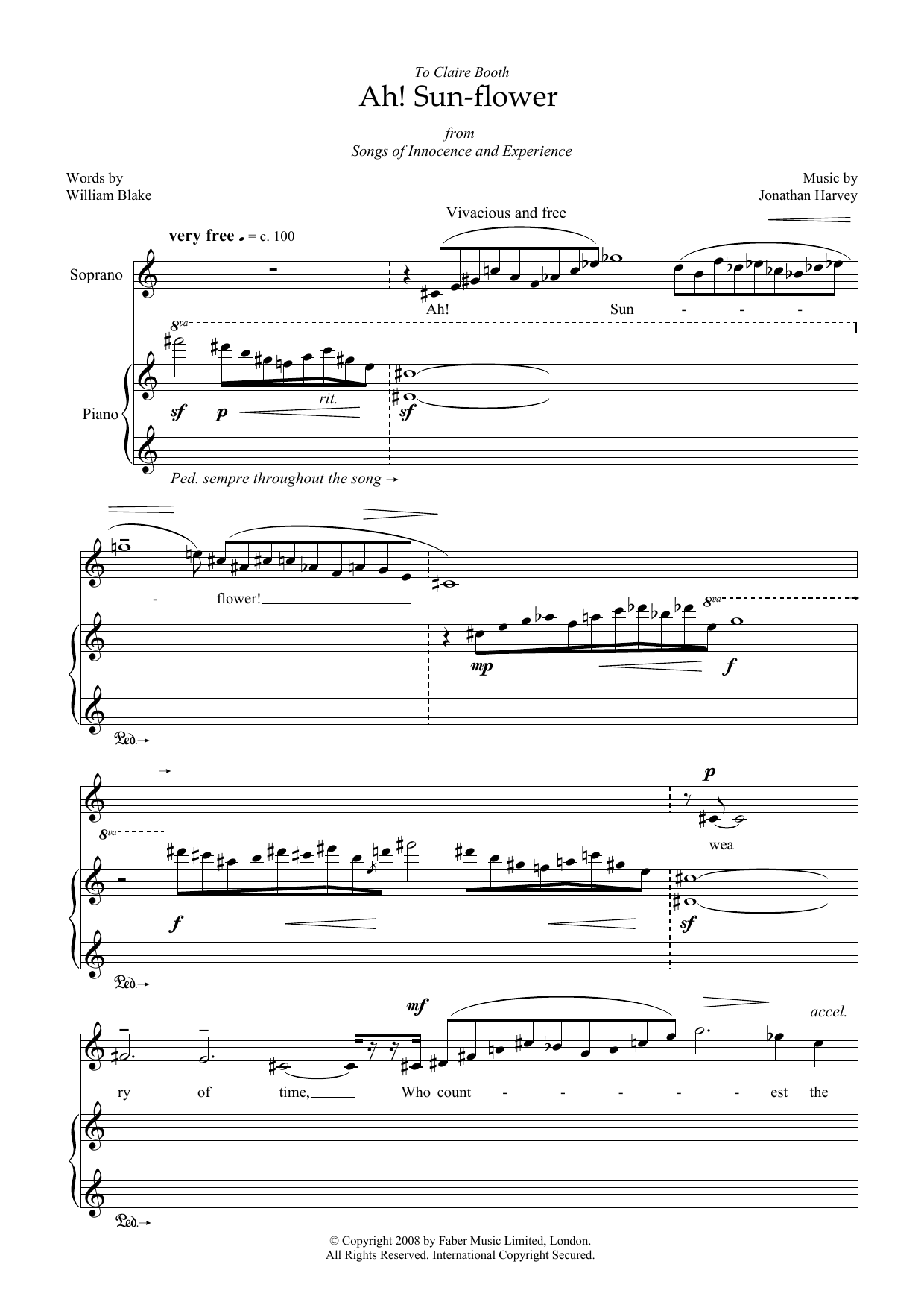 Ah! Sun-flower (for soprano and piano) Ah! Sun-flower (for soprano and piano)