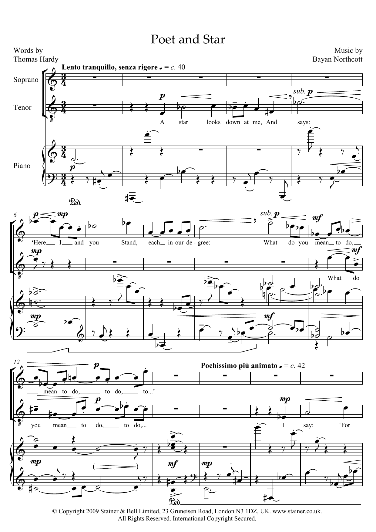 Poet and Star (for soprano, tenor and piano) Poet and Star (for soprano, tenor and piano)