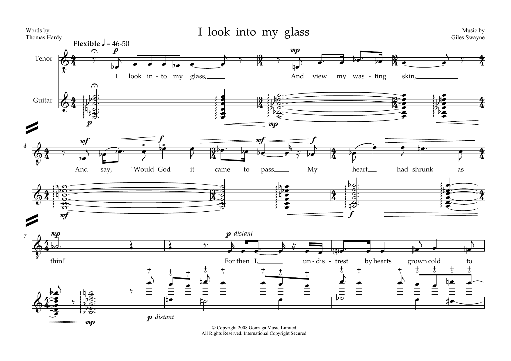 I look into my glass (for tenor and guitar) I look into my glass (for tenor and guitar)