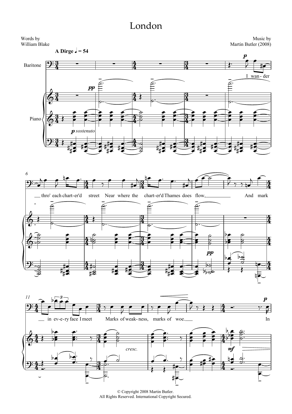 London (for baritone and piano) London (for baritone and piano)