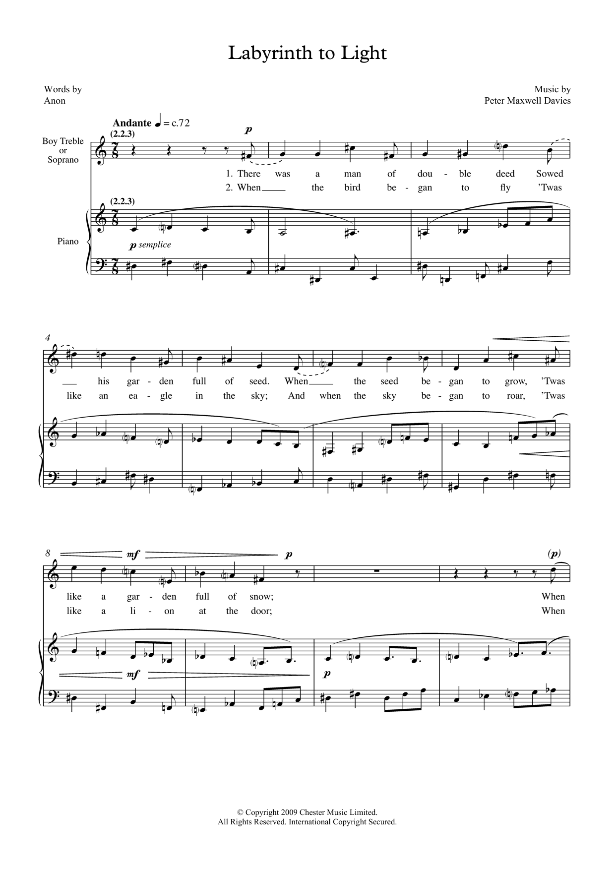 Labyrinth To Light (for treble and piano) Labyrinth To Light (for treble and piano)