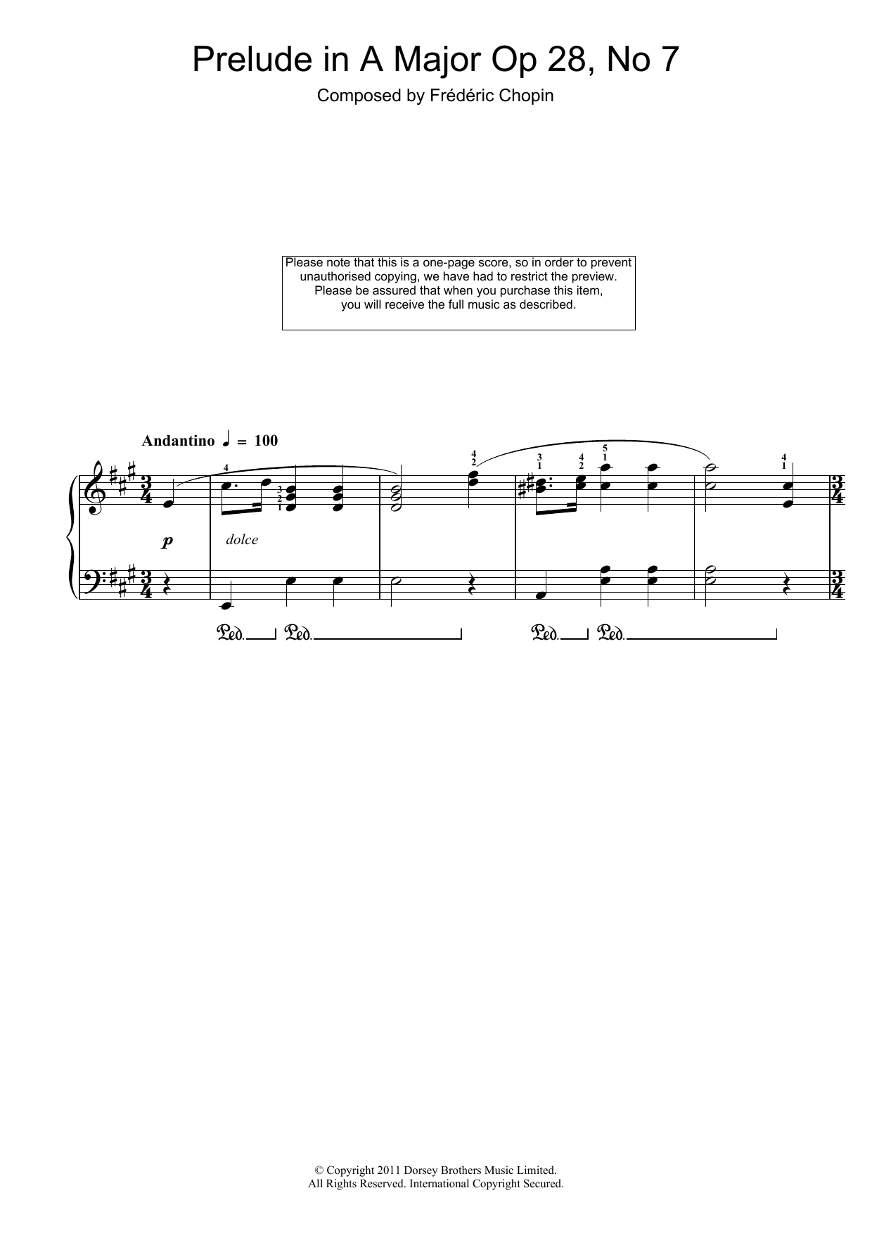 Prelude In A Major, Op.28, No.7 Prelude In A Major, Op.28, No.7
