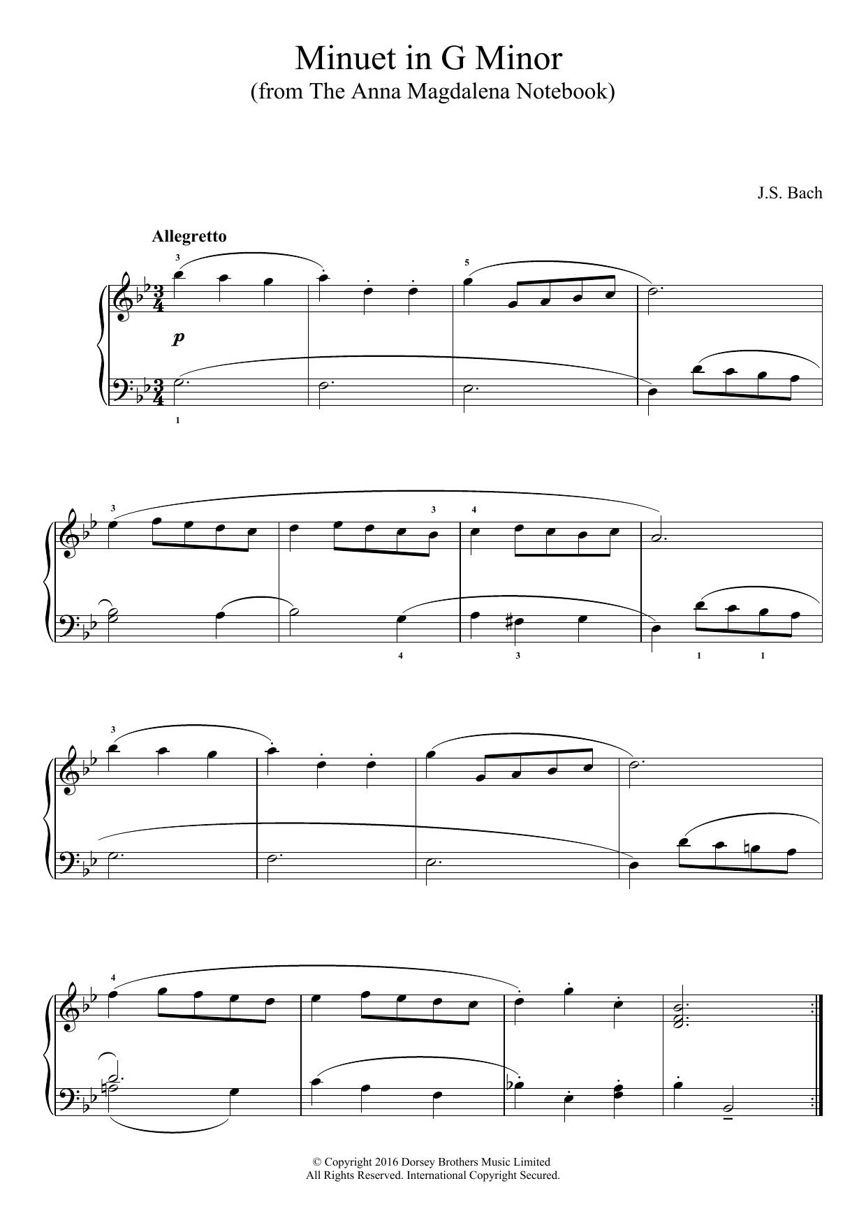 Minuet in G Minor (from The Anna Magdalena Notebook) Minuet in G Minor (from The Anna Magdalena Notebook)