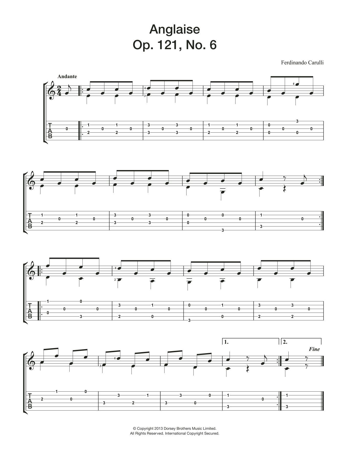 Anglaise Op. 121, No. 6 Anglaise Op. 121, No. 6