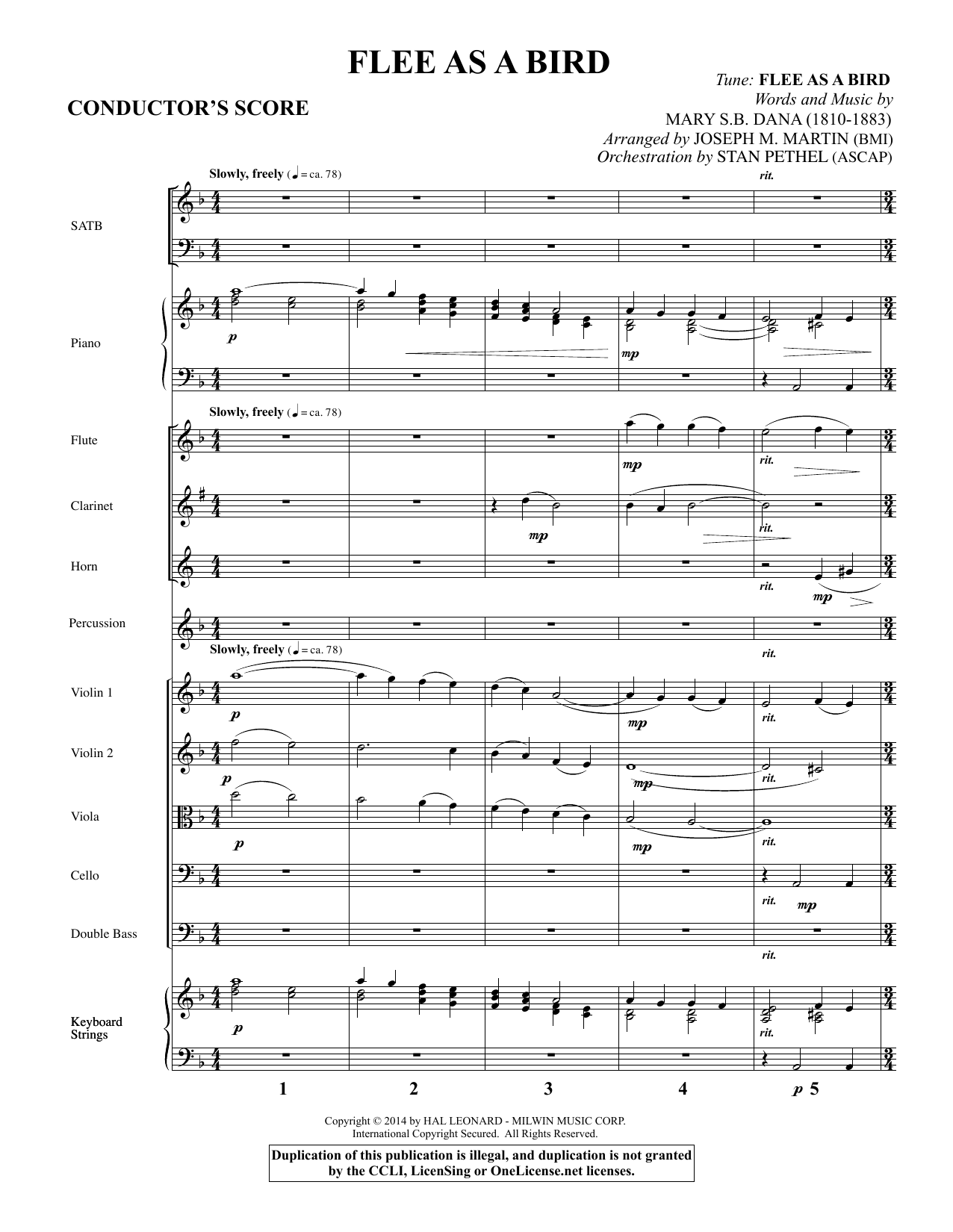Flee As a Bird – Score Flee As a Bird – Score