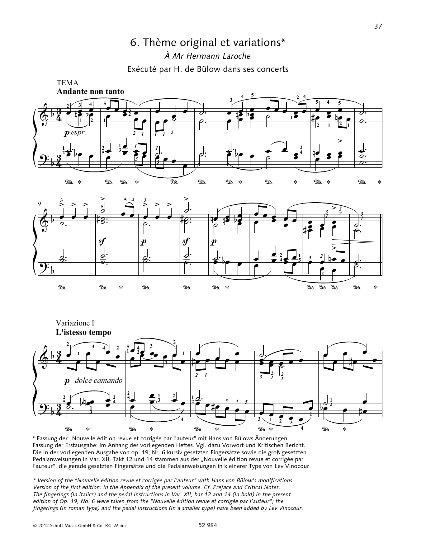 Thème original et variations Thème original et variations