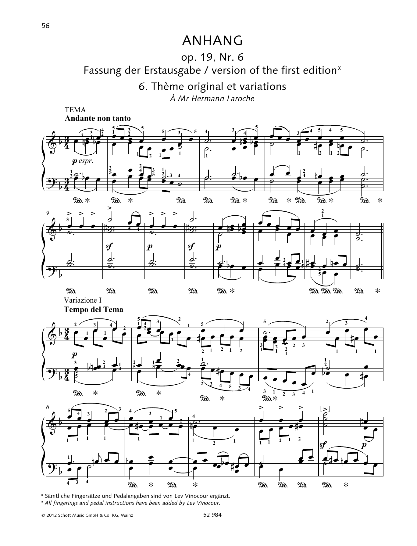 Thème original et variations Thème original et variations