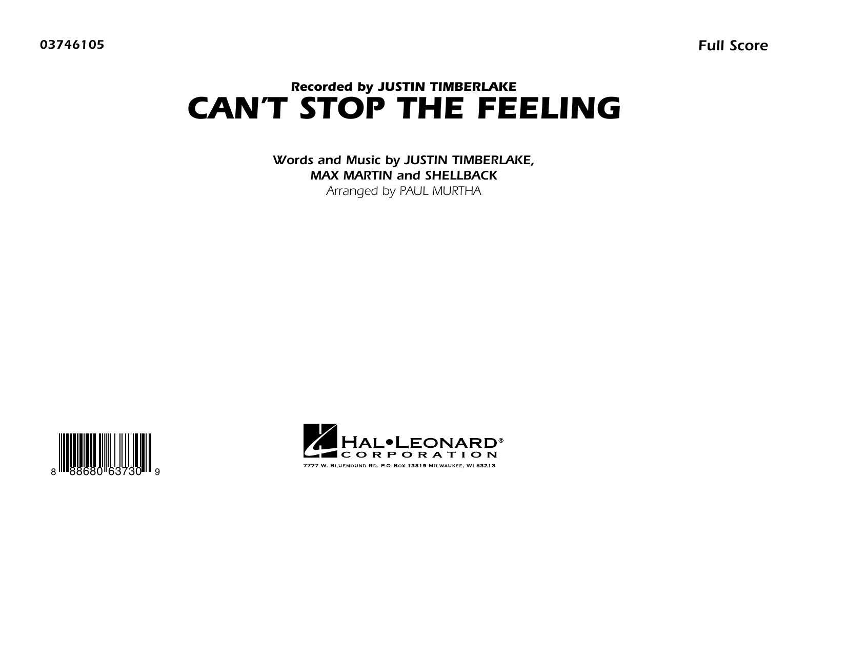 Can’t Stop the Feeling (from Trolls) – Conductor Score (Full Score) Can’t Stop the Feeling (from Trolls) – Conductor Score (Full Score)