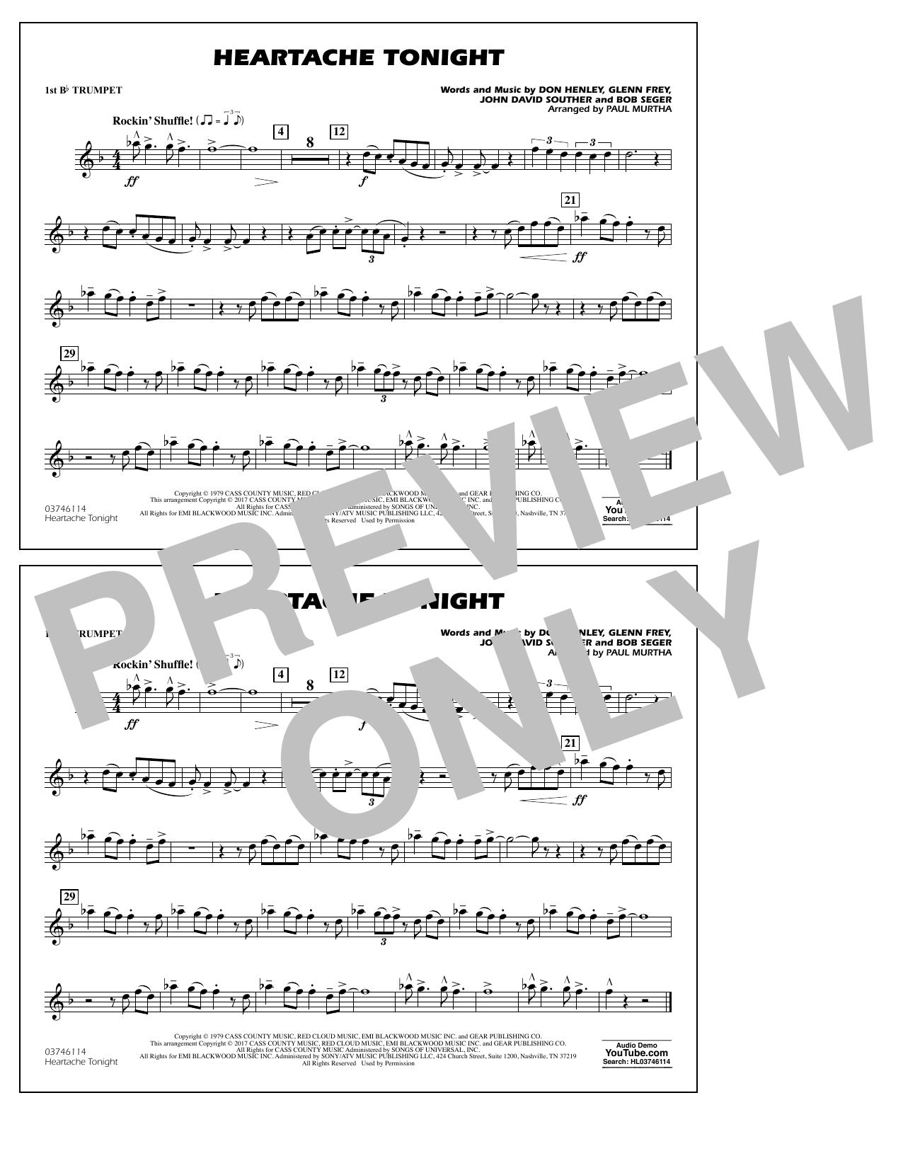 Heartache Tonight – 1st Bb Trumpet Heartache Tonight – 1st Bb Trumpet