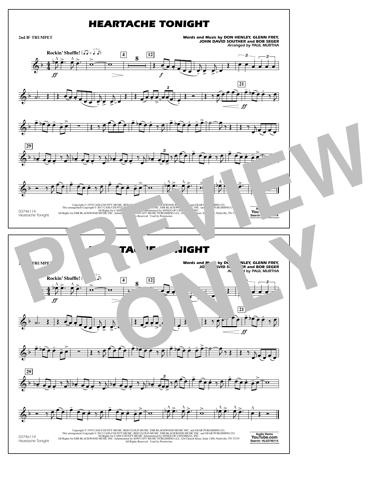 Heartache Tonight – 2nd Bb Trumpet Heartache Tonight – 2nd Bb Trumpet