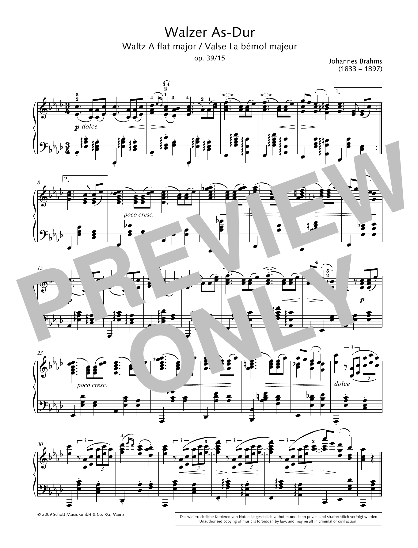 Waltz In A-Flat Major, Op. 39, No. 15 Waltz In A-Flat Major, Op. 39, No. 15