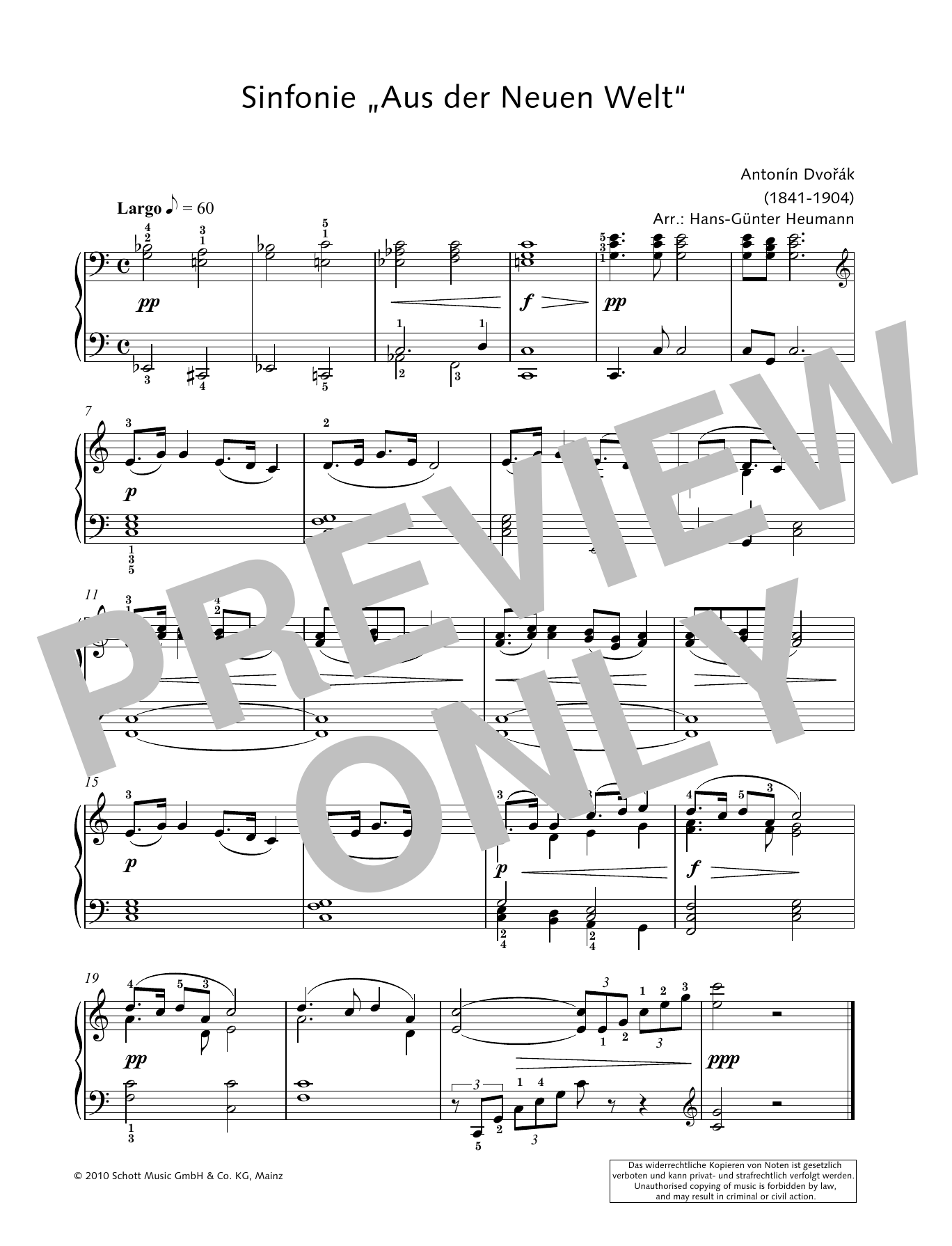 Symphony from the New World in E minor Symphony from the New World in E minor