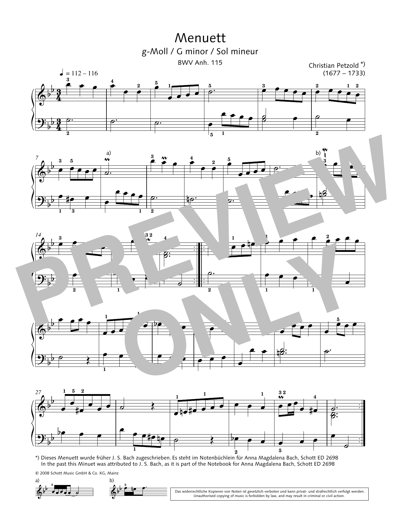 Minuet in G minor Minuet in G minor