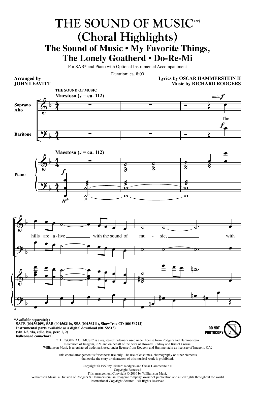 The Sound Of Music (Choral Highlights) (arr. John Leavitt)