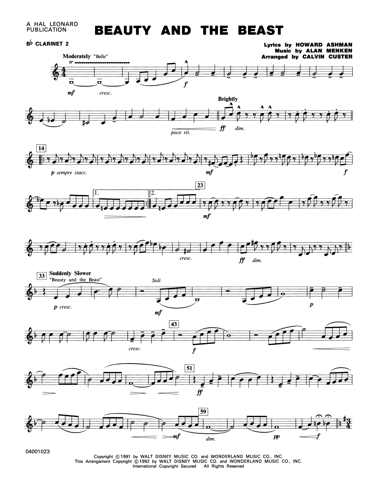 Beauty and the Beast (Medley) – Bb Clarinet 2 Beauty and the Beast (Medley) – Bb Clarinet 2
