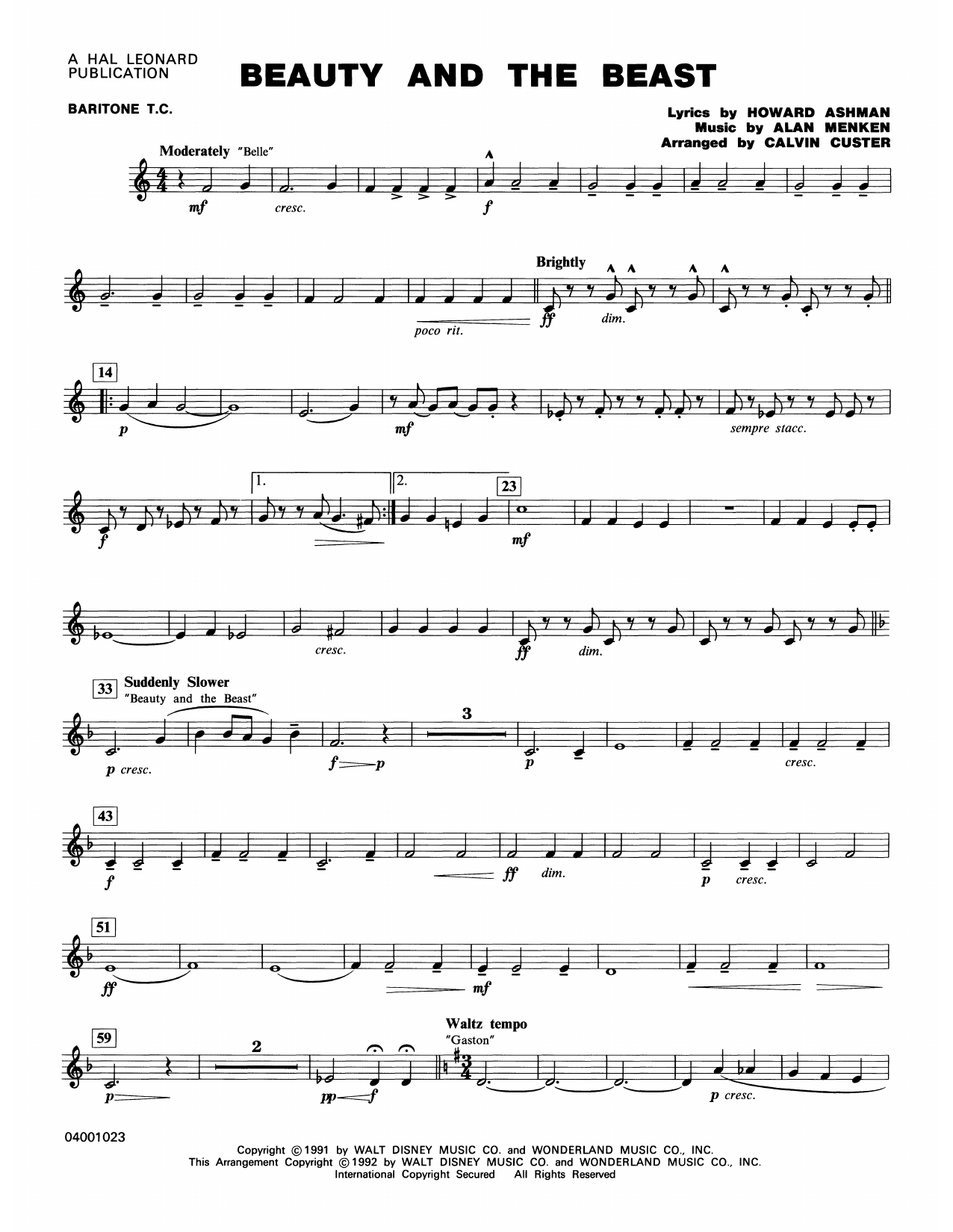 Beauty and the Beast (Medley) – Baritone T.C. Beauty and the Beast (Medley) – Baritone T.C.
