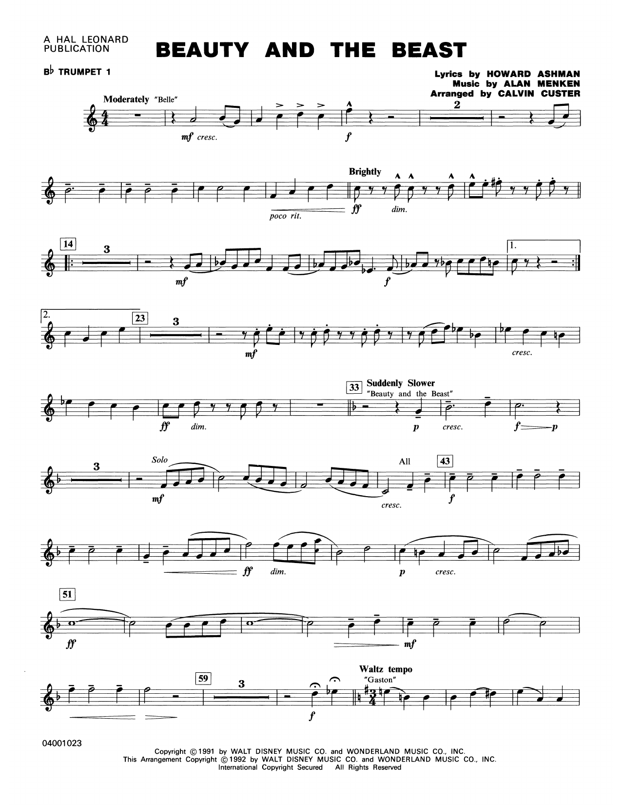 Beauty and the Beast (Medley) – Bb Trumpet 1 Beauty and the Beast (Medley) – Bb Trumpet 1