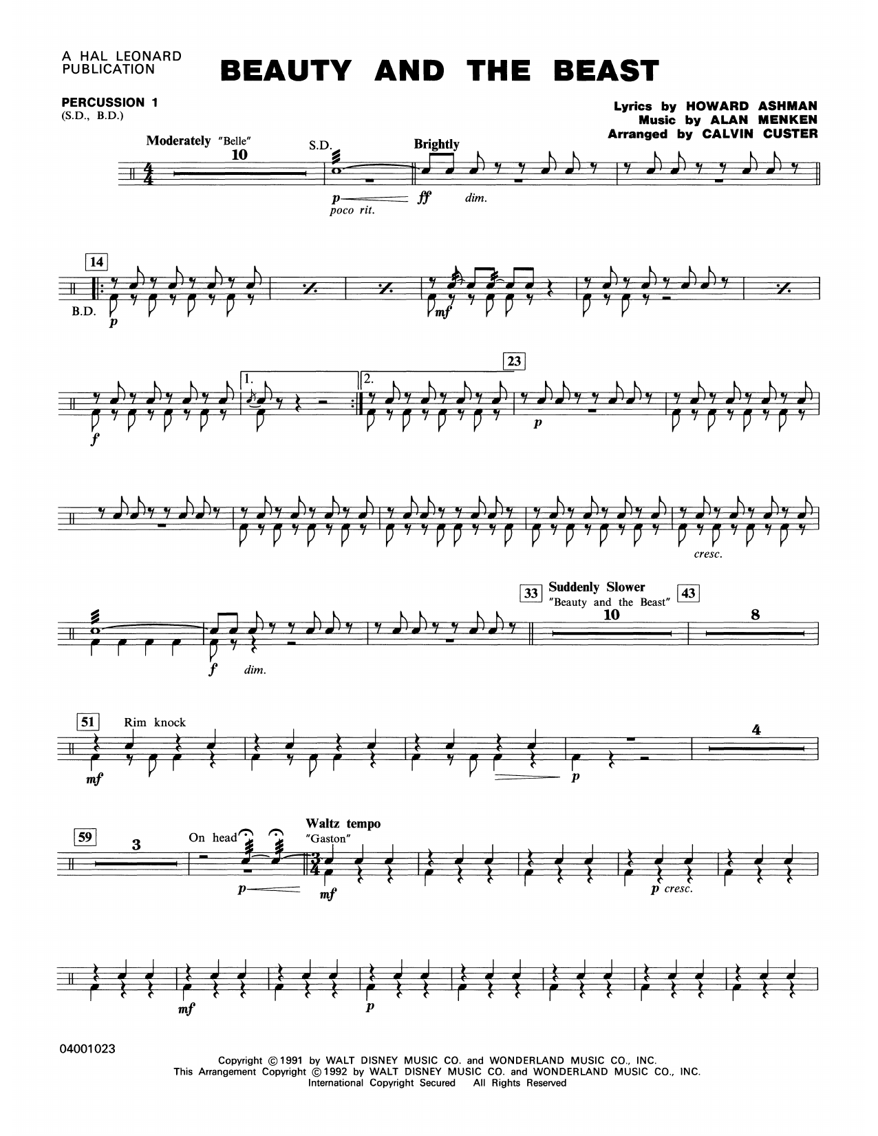 Beauty and the Beast (Medley) – Percussion 1 Beauty and the Beast (Medley) – Percussion 1