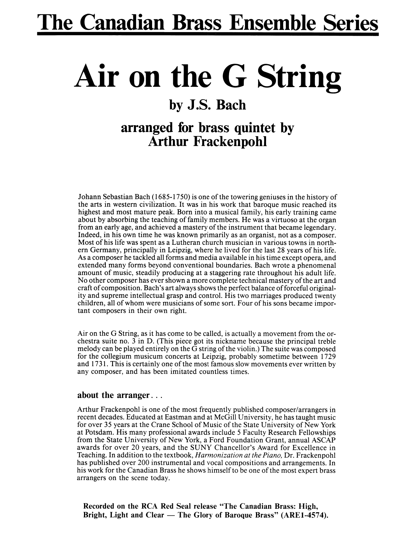 Air On The G String – Full Score Air On The G String – Full Score