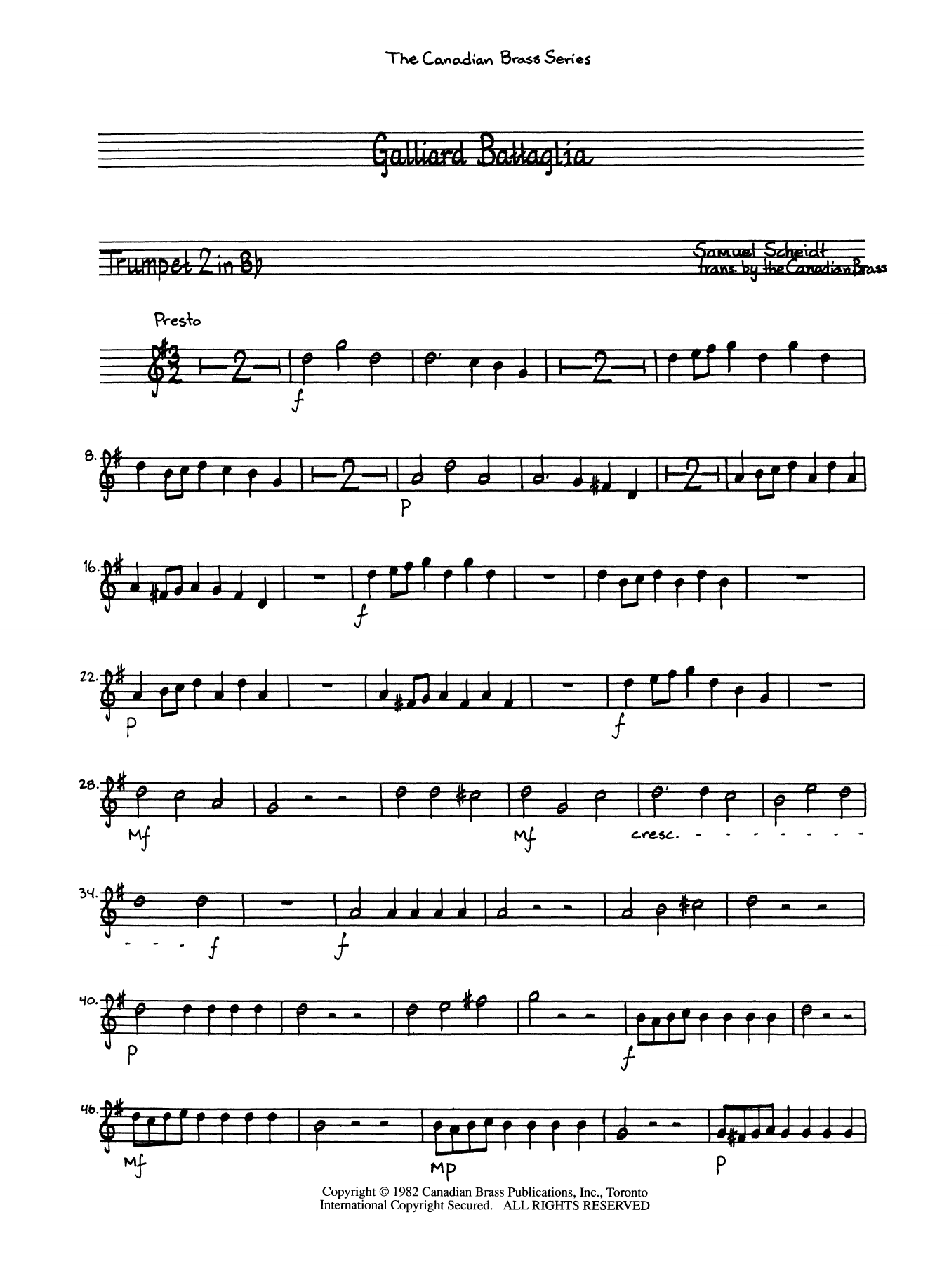 Galliard Battaglia – Bb Trumpet 2 (Brass Quintet) Galliard Battaglia – Bb Trumpet 2 (Brass Quintet)