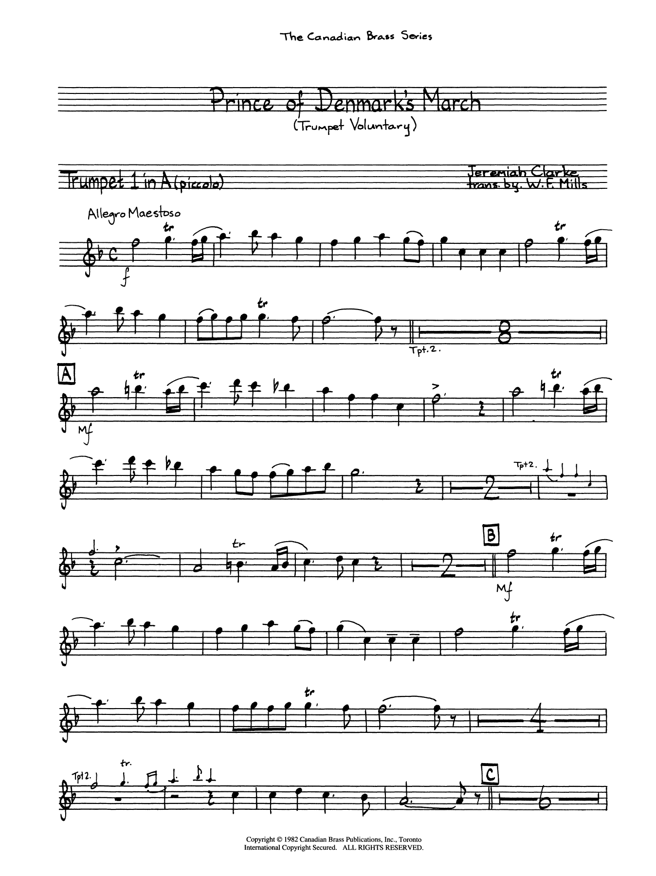 The Prince of Denmark’s March – Trumpet 1 (A Picc.) The Prince of Denmark’s March – Trumpet 1 (A Picc.)