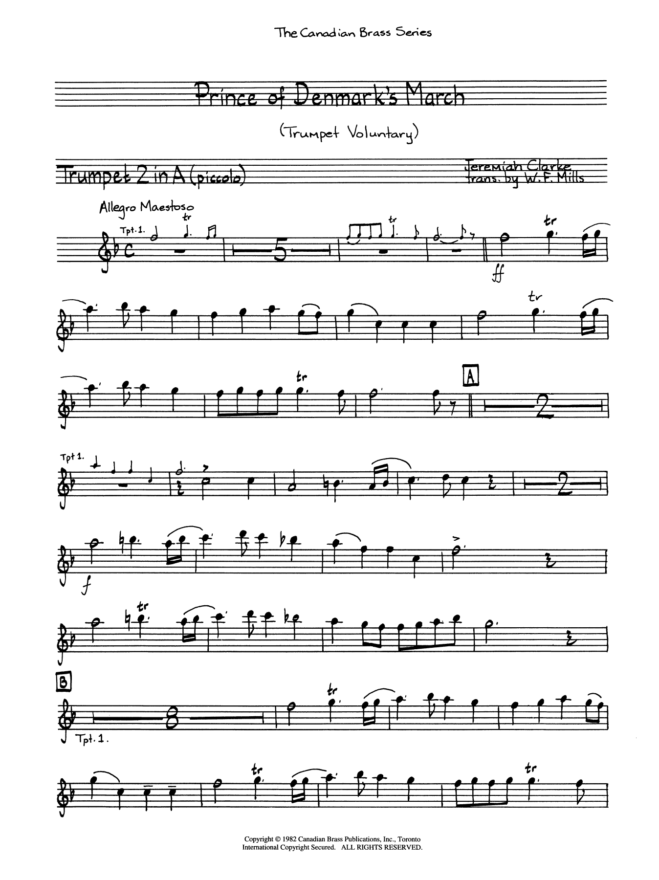 The Prince of Denmark’s March – Trumpet 1 (A Picc.) The Prince of Denmark’s March – Trumpet 1 (A Picc.)