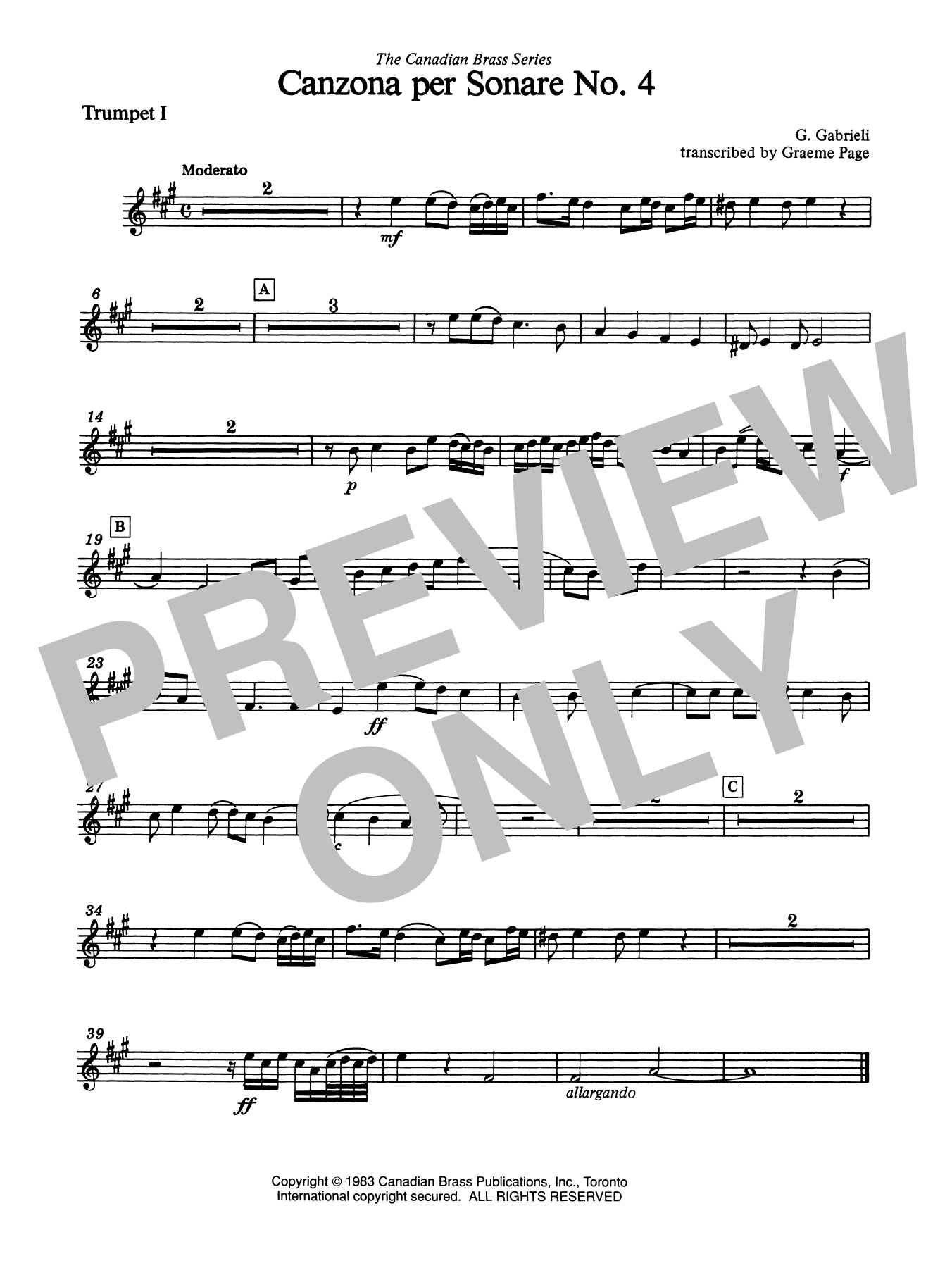 Canzona Per Sonare No. 4 – Bb Trumpet 1 (Brass Quintet) Canzona Per Sonare No. 4 – Bb Trumpet 1 (Brass Quintet)
