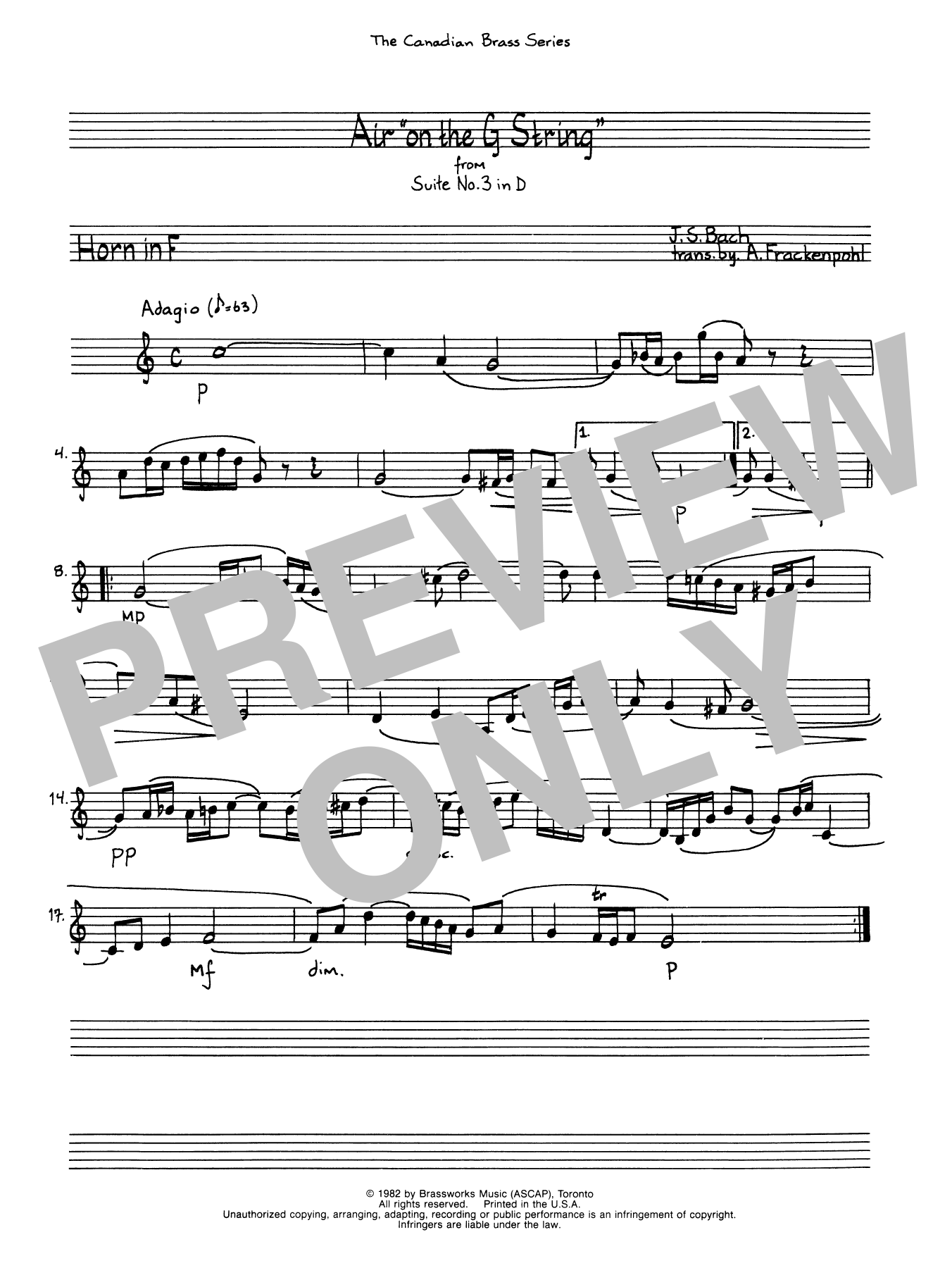 Air On The G String – Horn in F Air On The G String – Horn in F