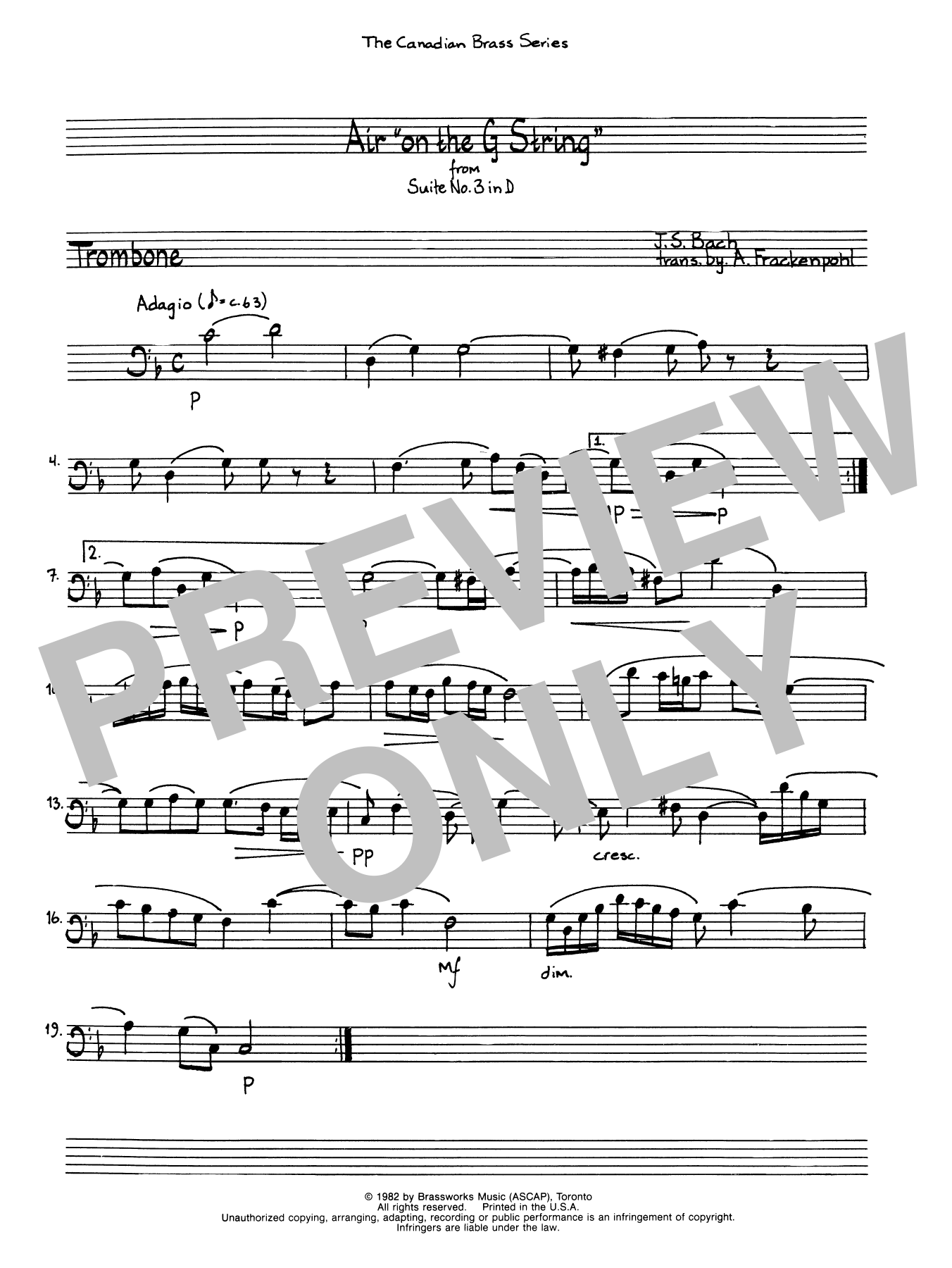 Air On The G String – Trombone (B.C.) Air On The G String – Trombone (B.C.)