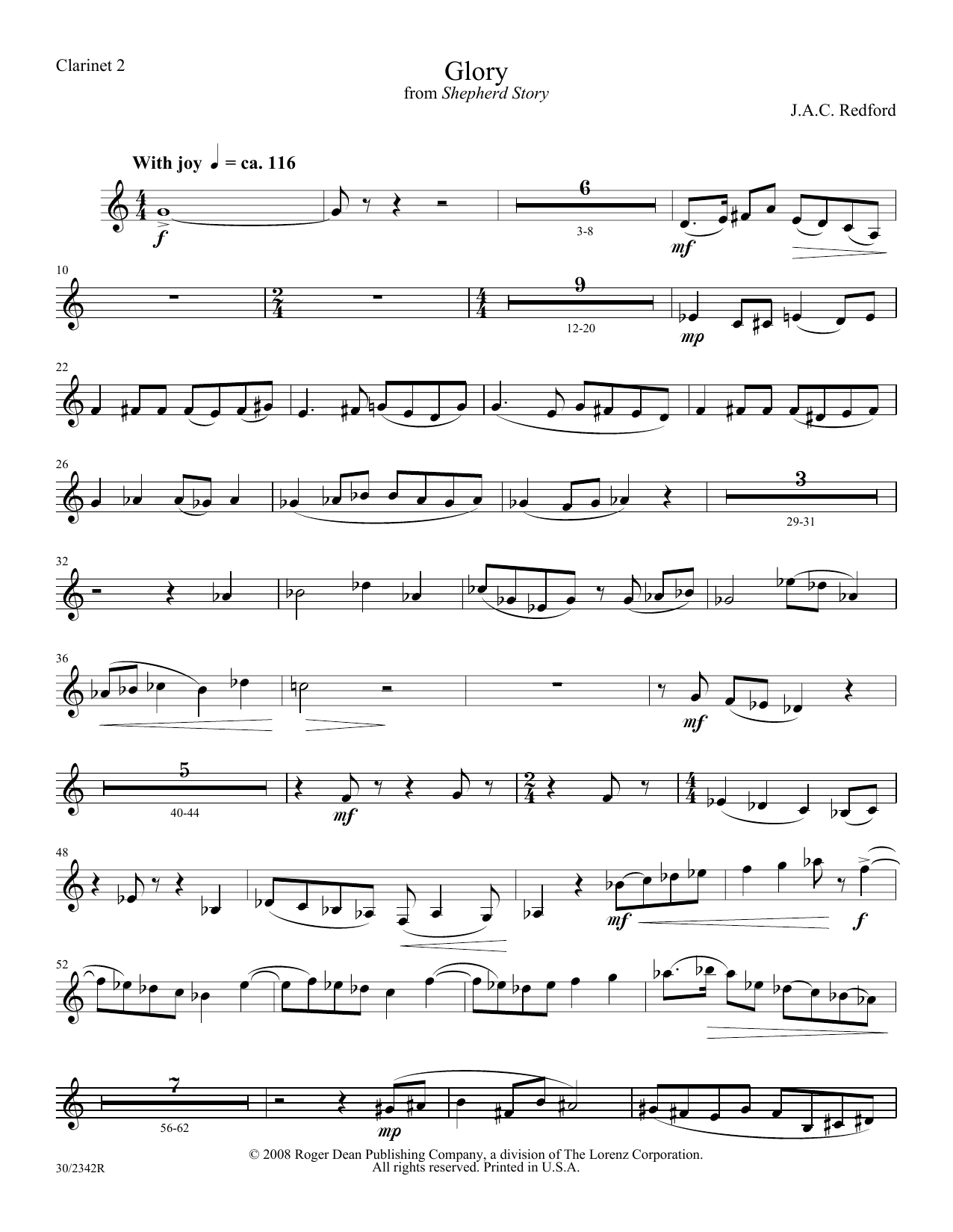 Glory – Bb Clarinet 2 Glory – Bb Clarinet 2