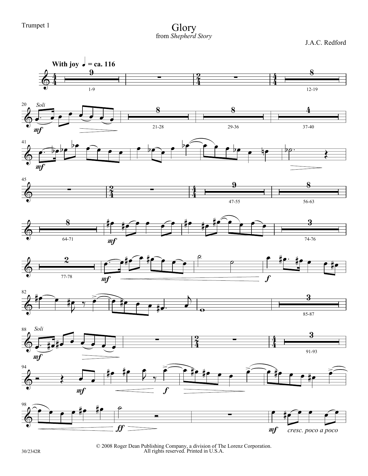 Glory – Bb Trumpet 1 Glory – Bb Trumpet 1