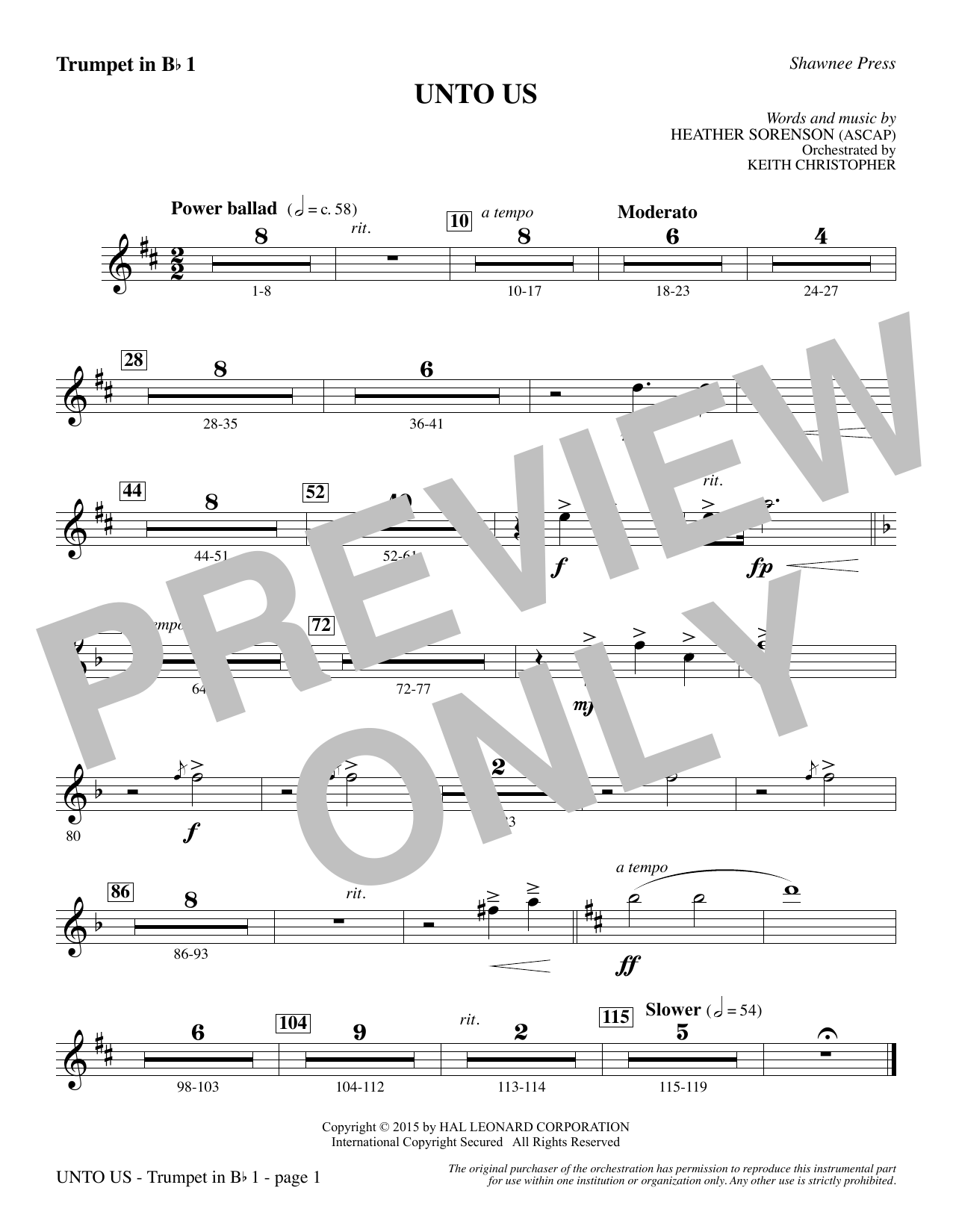Unto Us – Bb Trumpet 1 Unto Us – Bb Trumpet 1