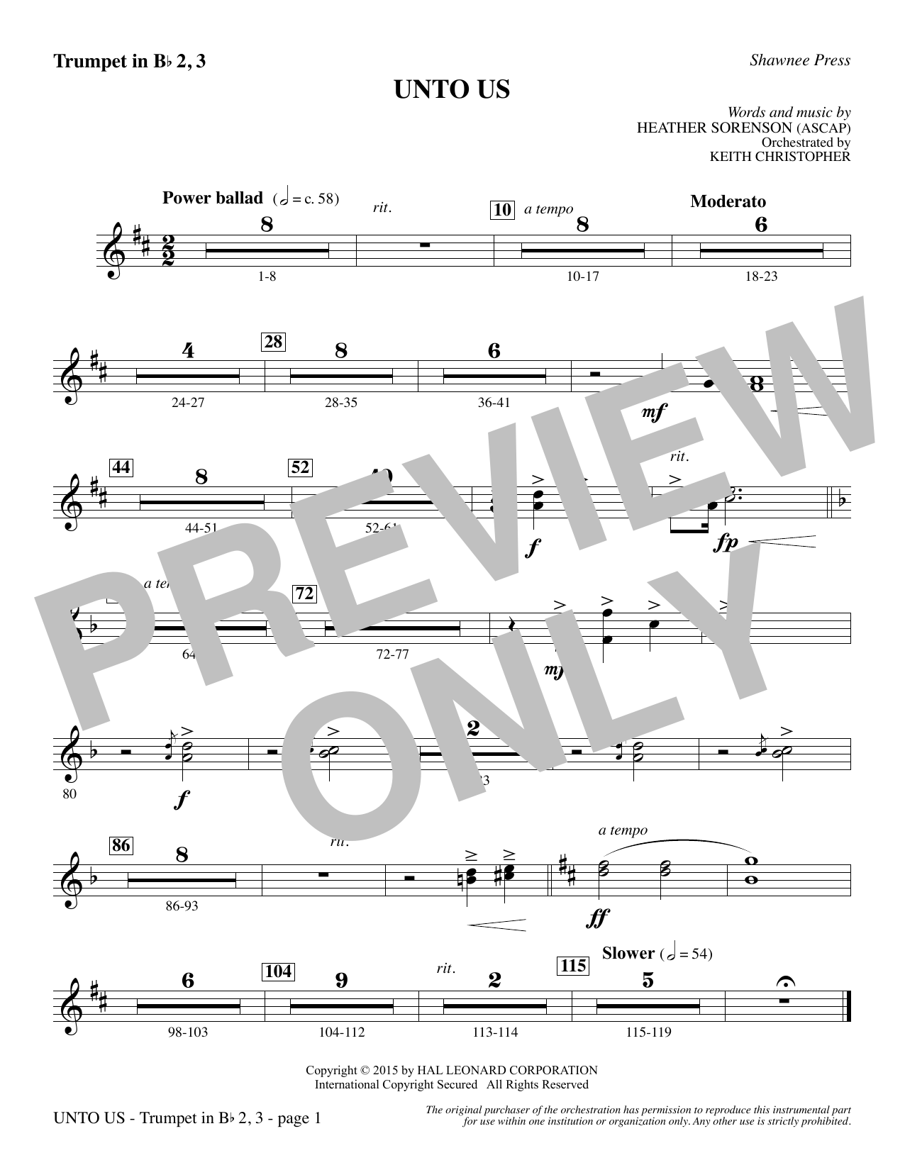 Unto Us – Bb Trumpet 2,3 Unto Us – Bb Trumpet 2,3