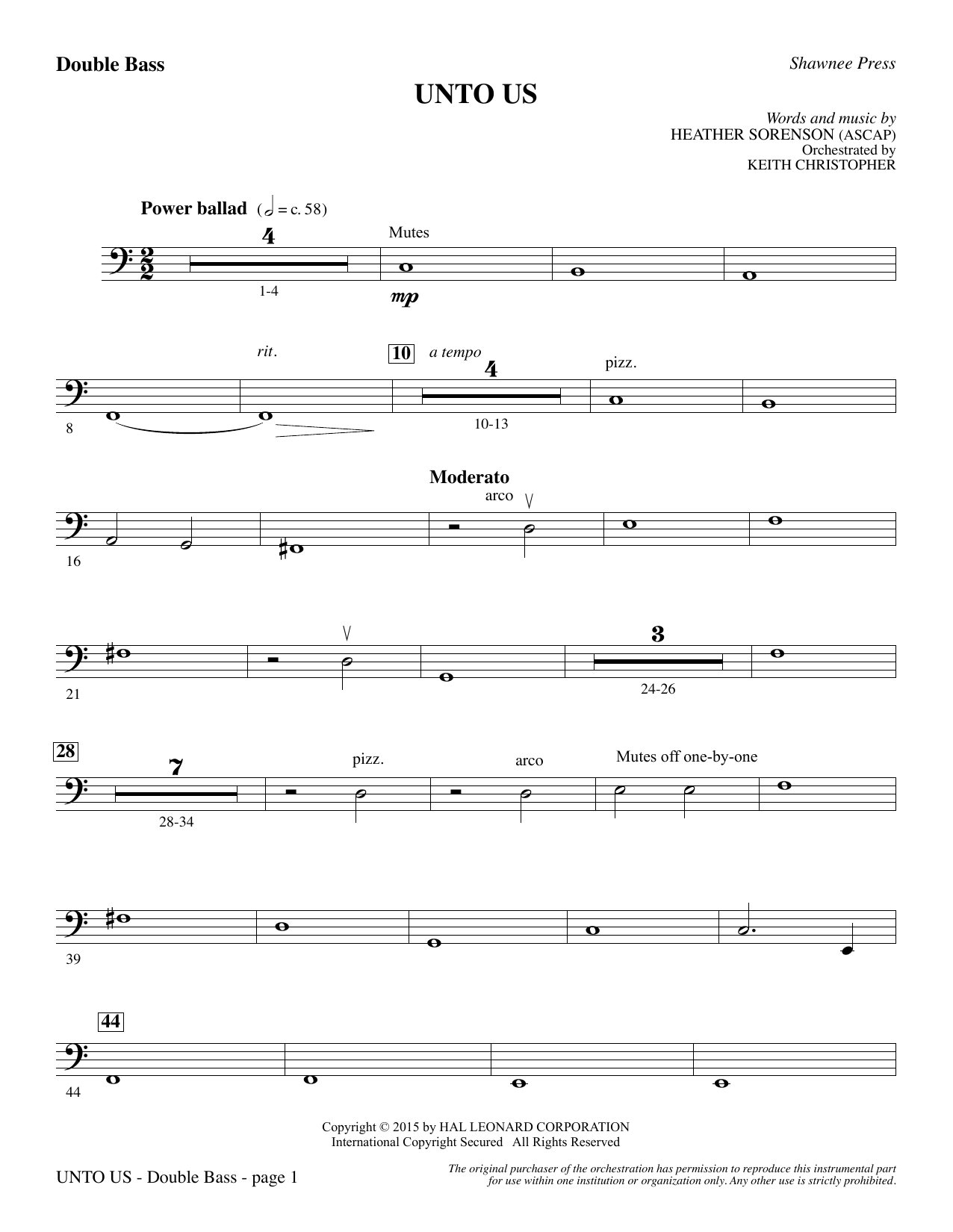 Unto Us – Double Bass Unto Us – Double Bass