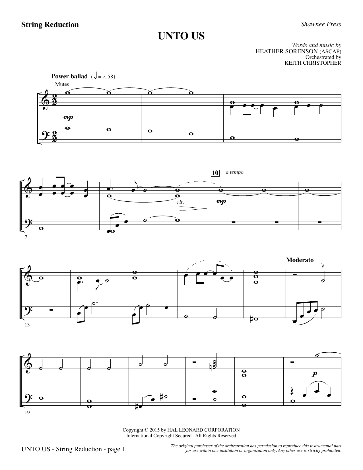Unto Us – Keyboard String Reduction Unto Us – Keyboard String Reduction