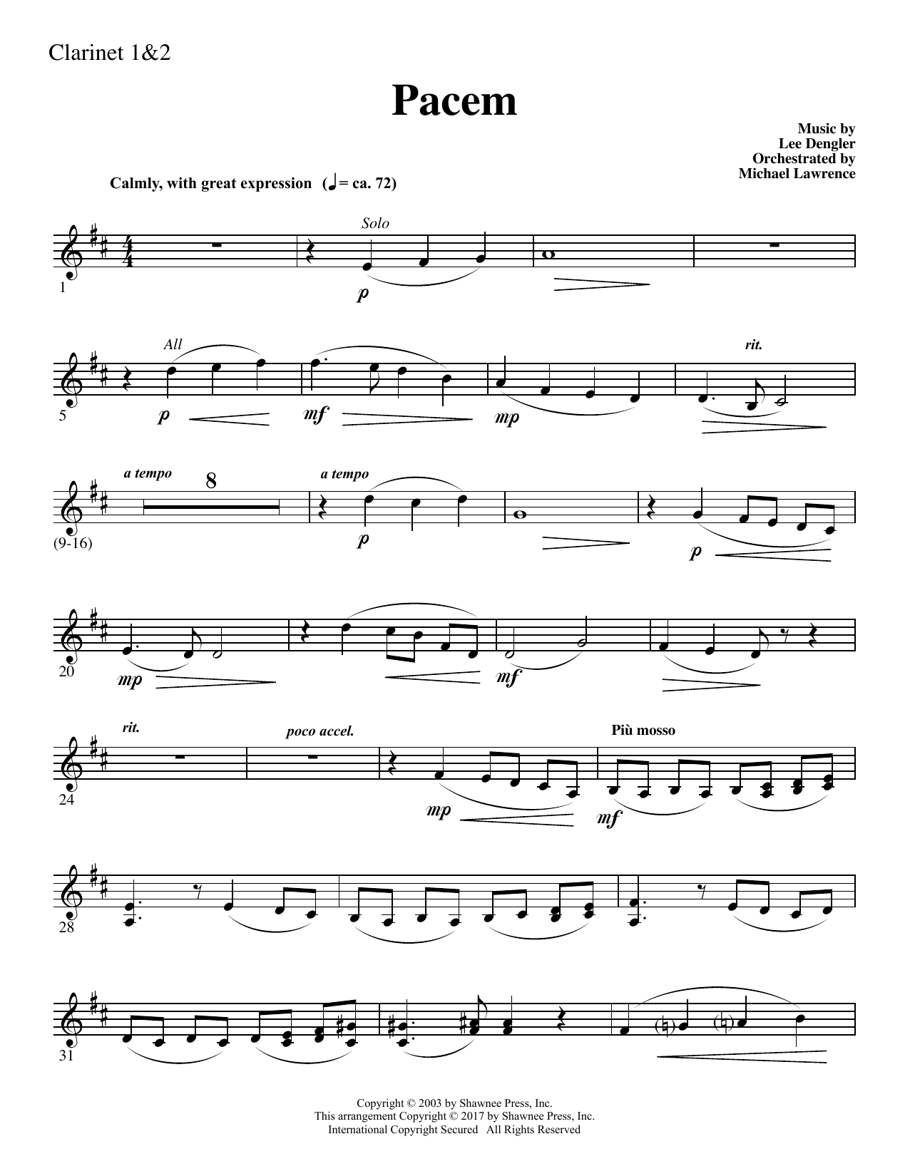 Pacem – Bb Clarinet 1,2 Pacem – Bb Clarinet 1,2