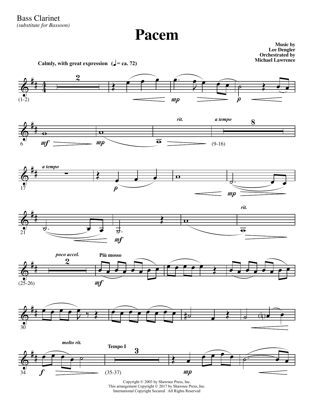 Pacem – Bass Clarinet (sub. Bassoon) Pacem – Bass Clarinet (sub. Bassoon)