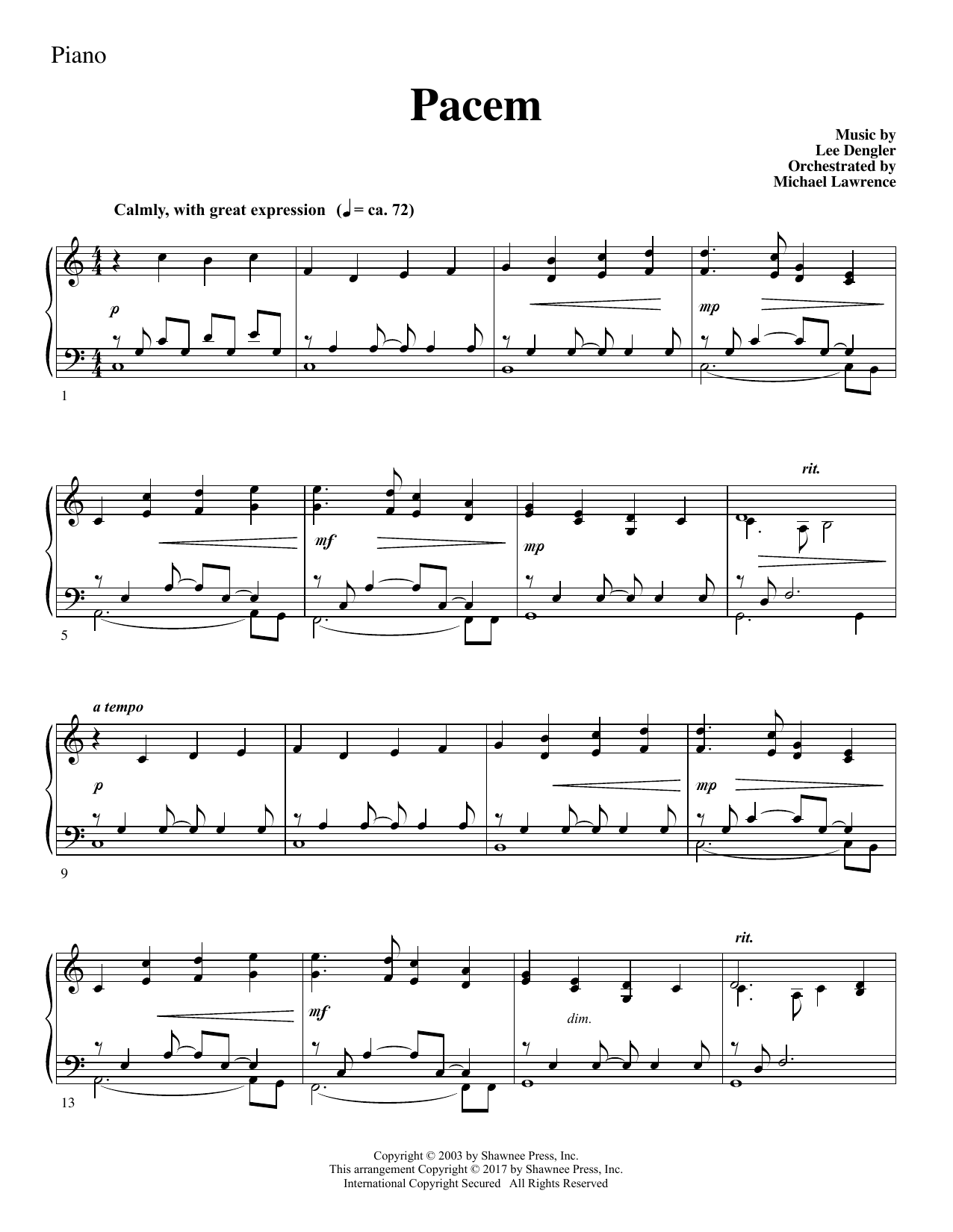 Pacem – Piano Pacem – Piano