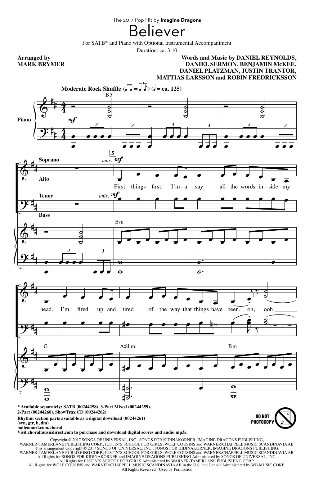 Believer (arr. Mark Brymer) Believer (arr. Mark Brymer)