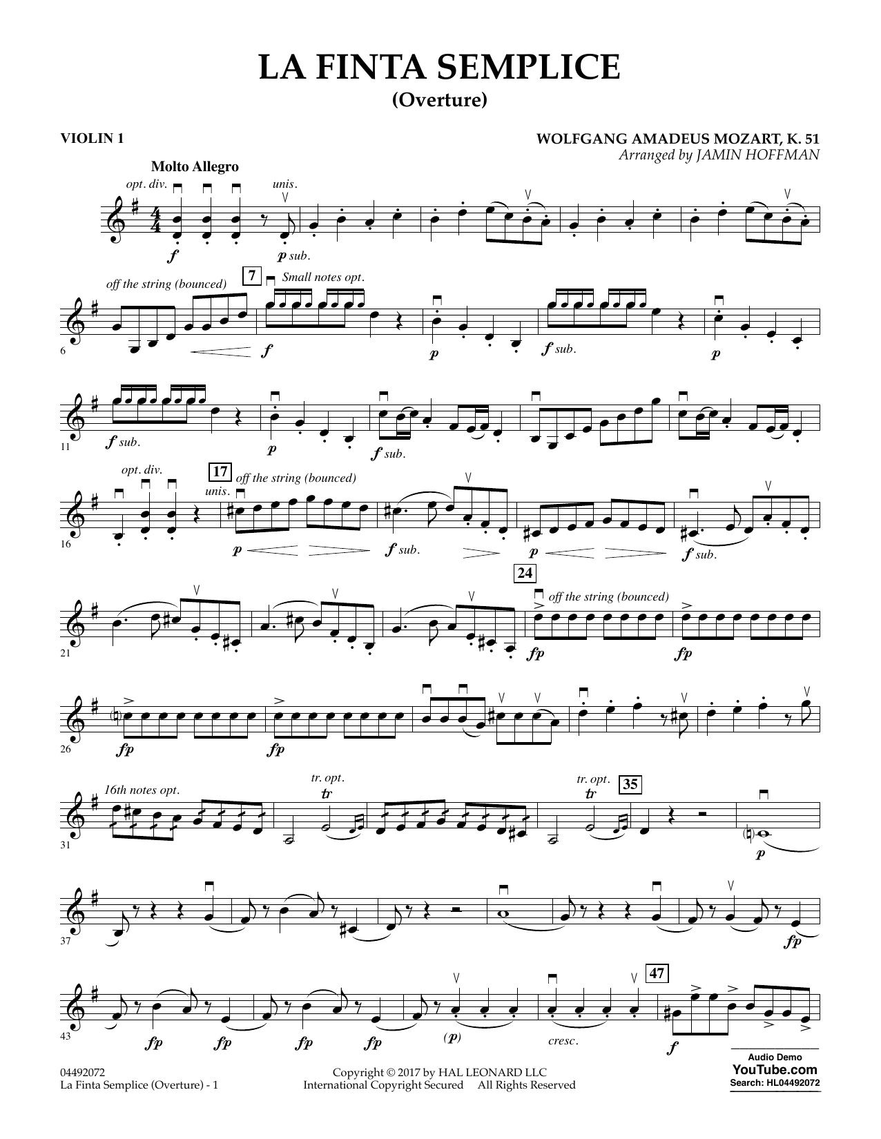 La Finta Semplice (Overture) – Violin 1 La Finta Semplice (Overture) – Violin 1