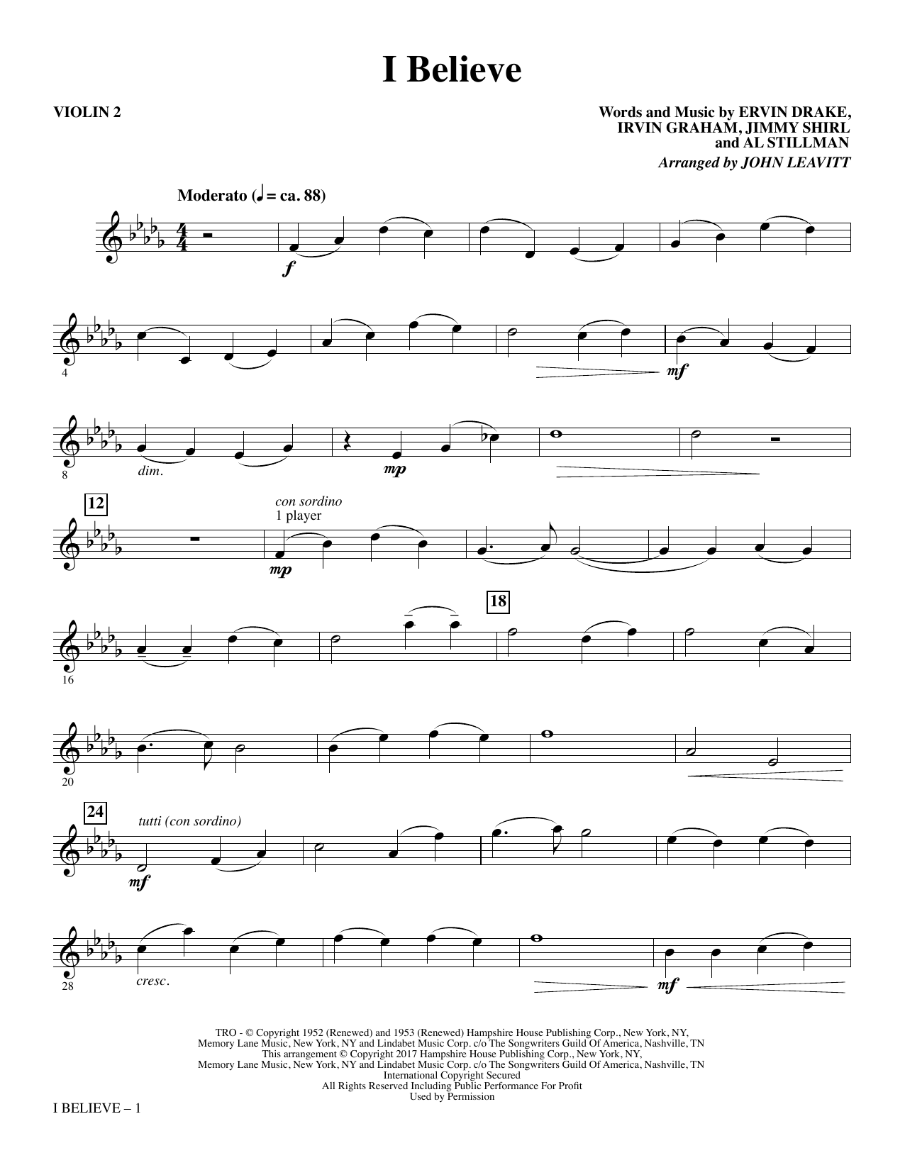 I Believe – Violin 2 I Believe – Violin 2