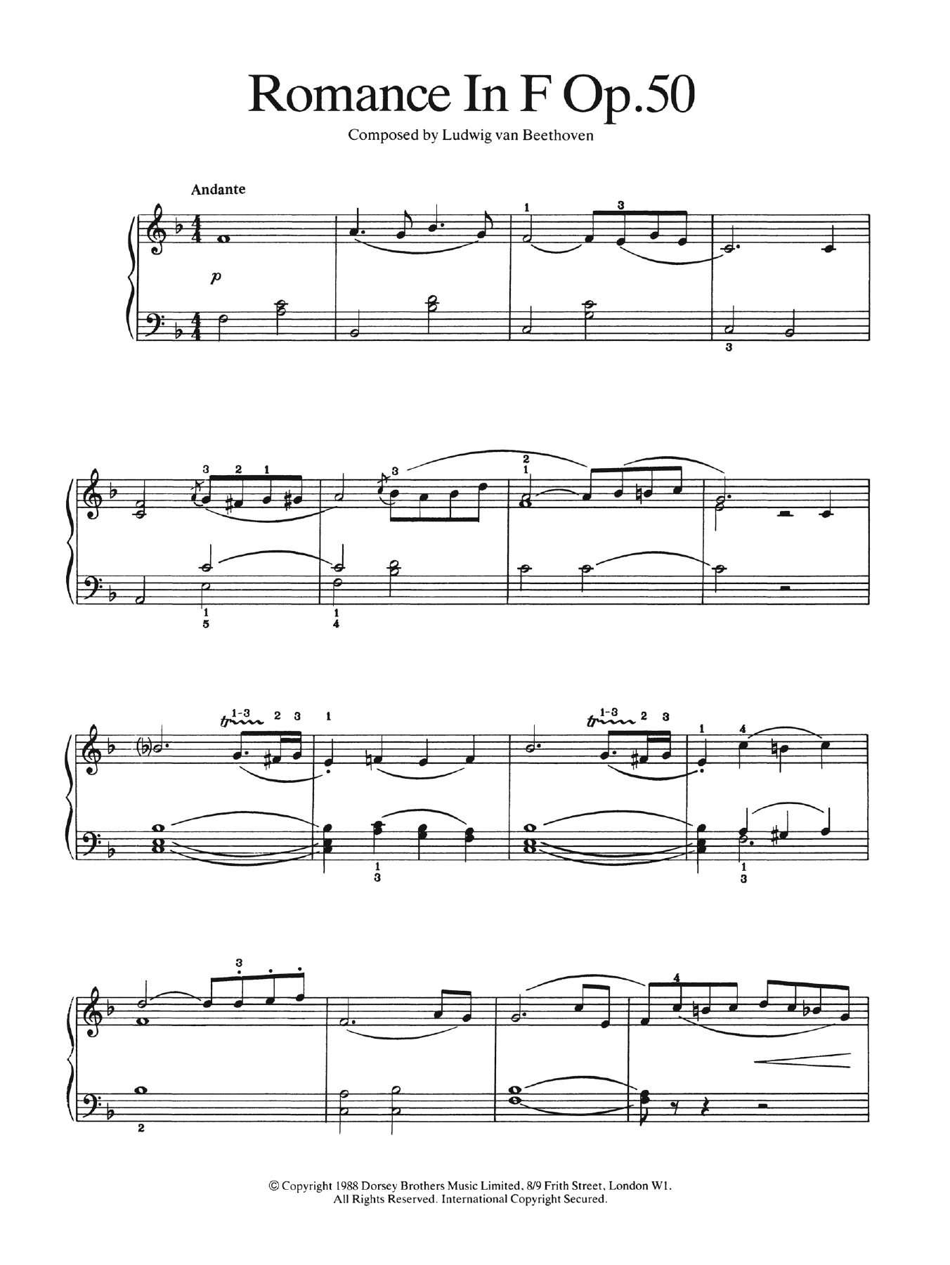Romance In F Major, Op. 50 Romance In F Major, Op. 50