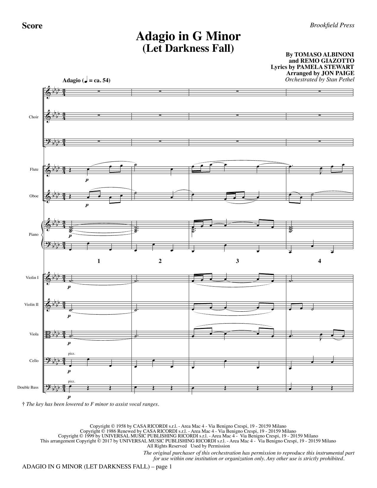 Adagio In G Minor (Let Darkness Fall) – Full Score Adagio In G Minor (Let Darkness Fall) – Full Score