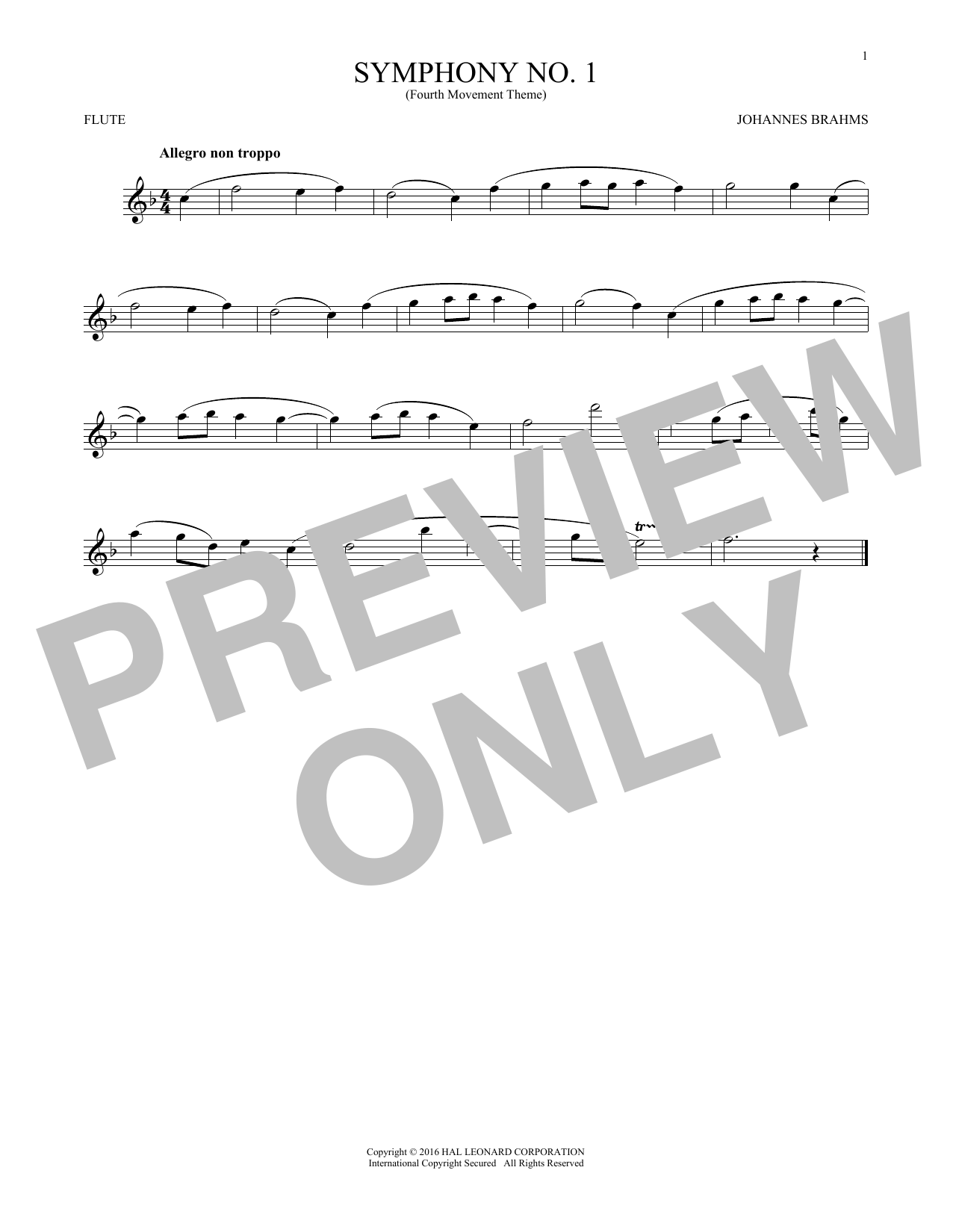 Symphony No. 1 In C Minor, Fourth Movement Excerpt Symphony No. 1 In C Minor, Fourth Movement Excerpt