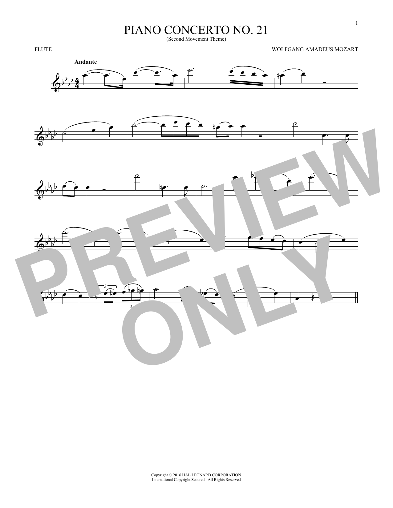 Piano Concerto No. 21 In C Major (“Elvira Madigan”), Second Movement Excerpt Piano Concerto No. 21 In C Major (“Elvira Madigan”), Second Movement Excerpt