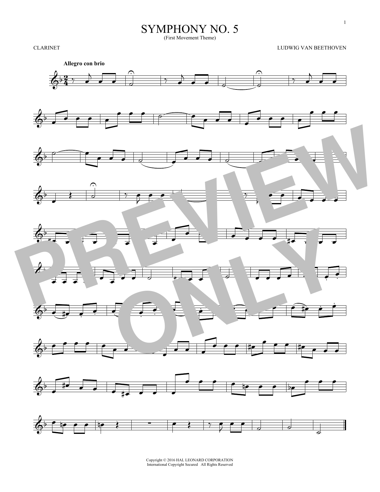 Symphony No. 5 In C Minor, First Movement Excerpt Symphony No. 5 In C Minor, First Movement Excerpt