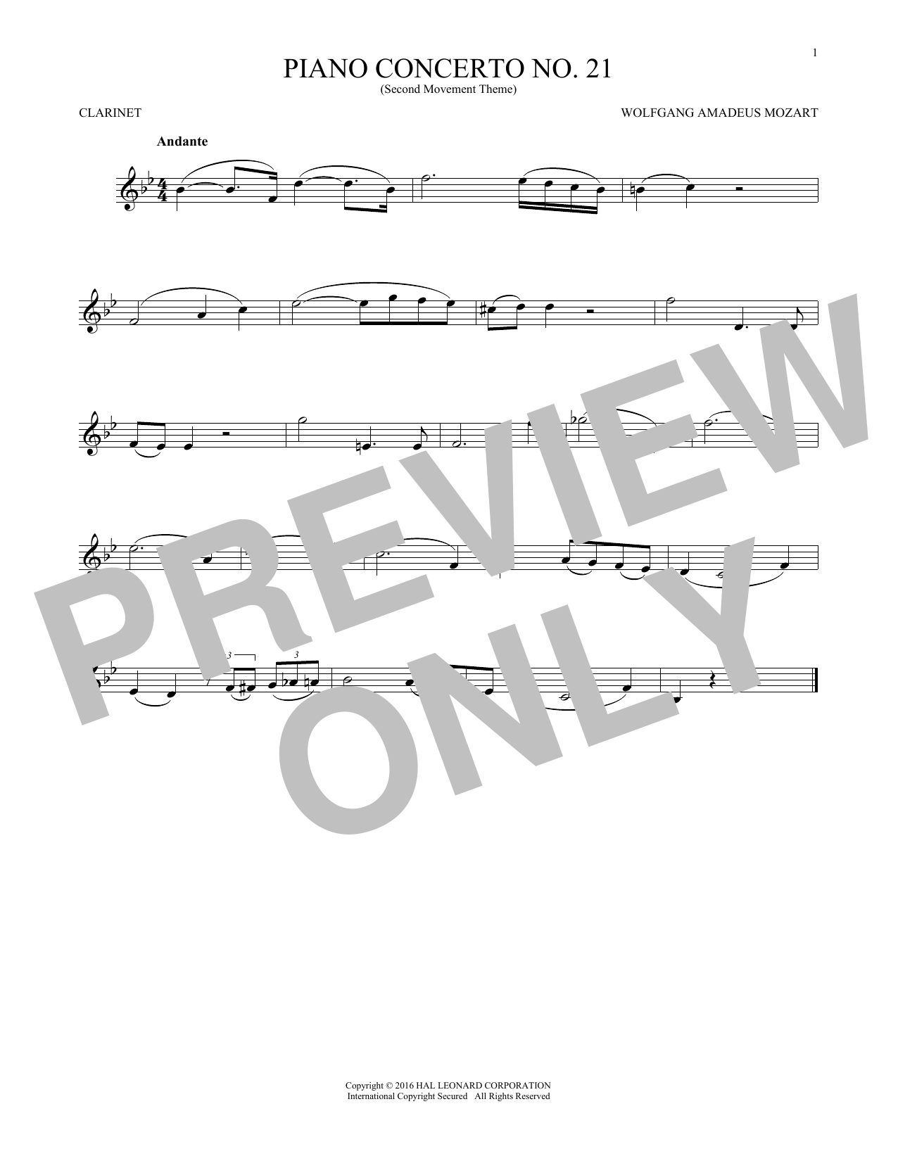 Piano Concerto No. 21 In C Major (“Elvira Madigan”), Second Movement Excerpt Piano Concerto No. 21 In C Major (“Elvira Madigan”), Second Movement Excerpt