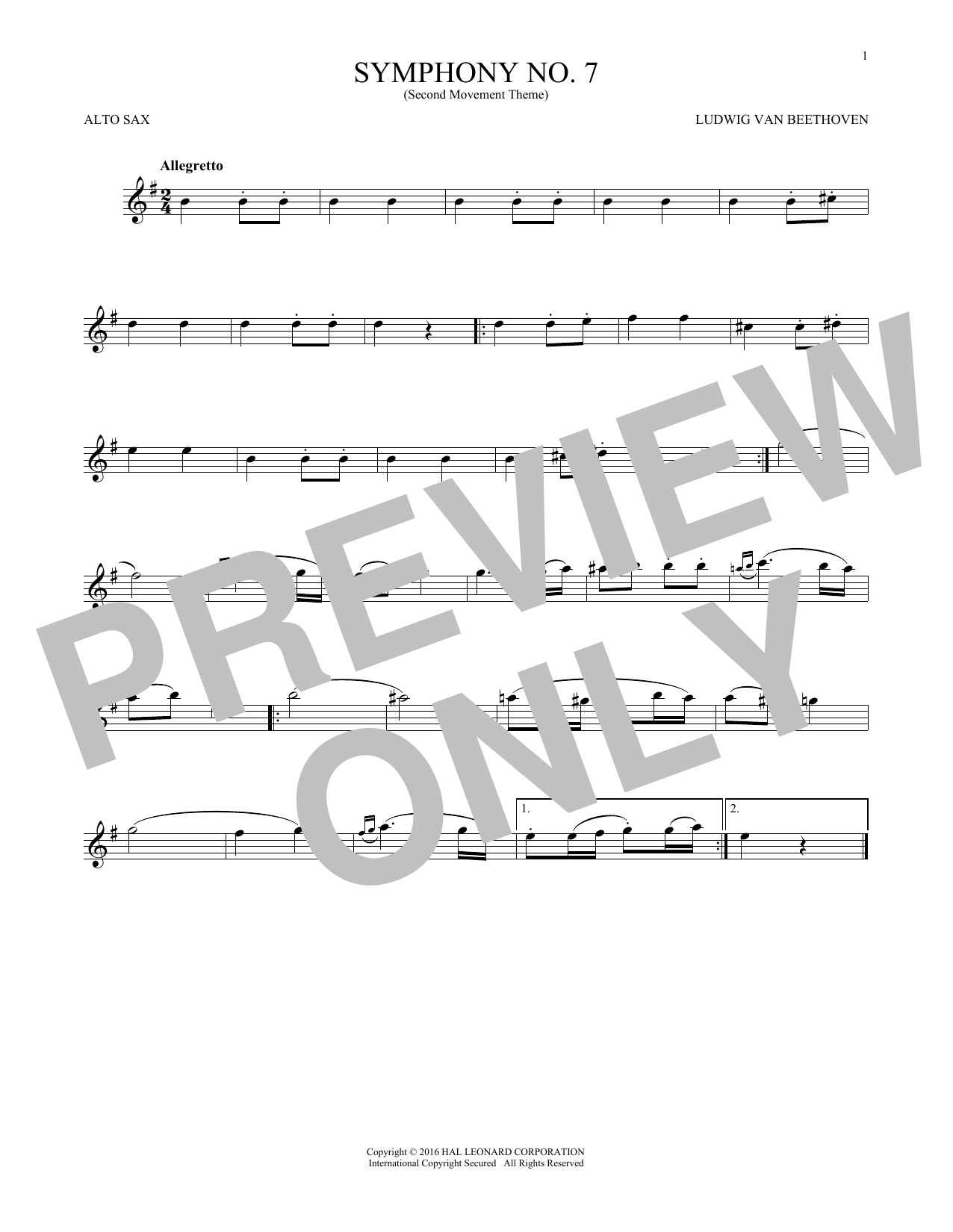 Symphony No. 7 In A Major, Second Movement (Allegretto) Symphony No. 7 In A Major, Second Movement (Allegretto)