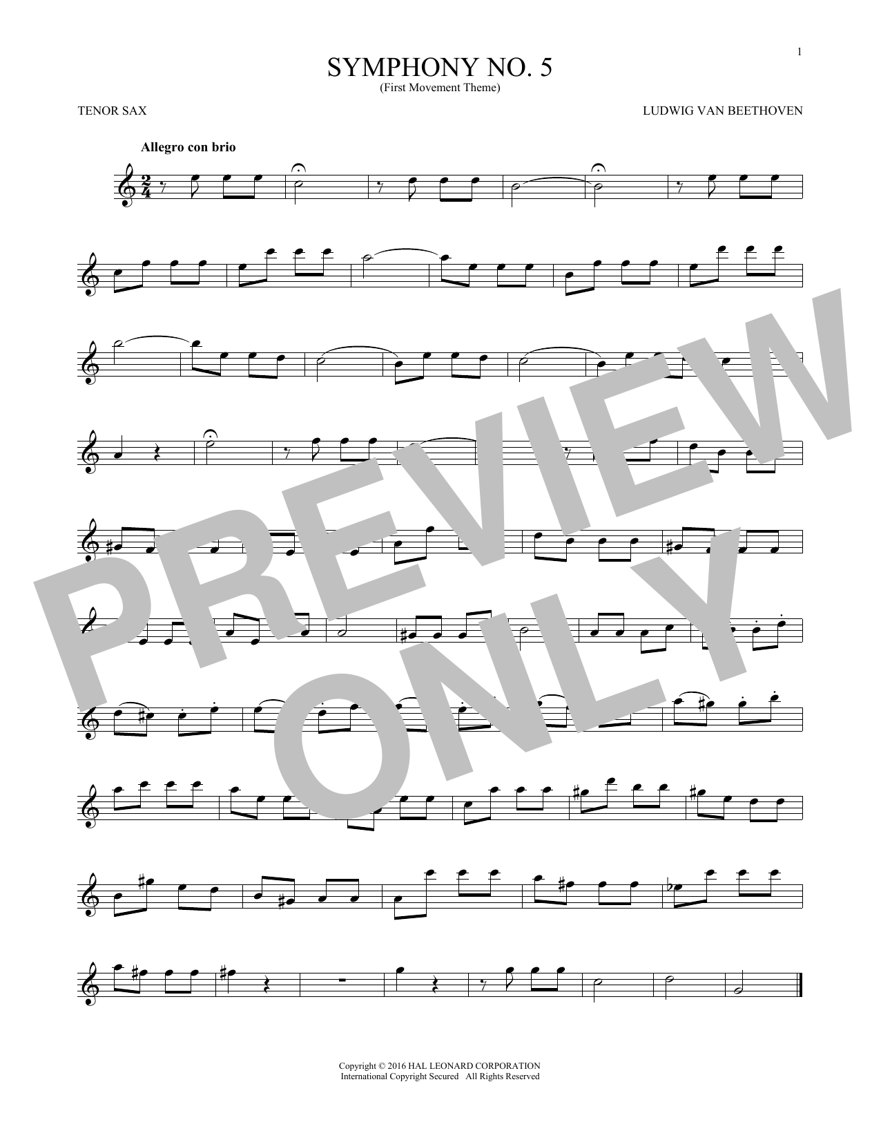 Symphony No. 5 In C Minor, First Movement Excerpt Symphony No. 5 In C Minor, First Movement Excerpt